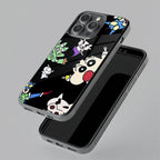 Cartoon Pattern Glass Case Cover For iPhone 15 Plus