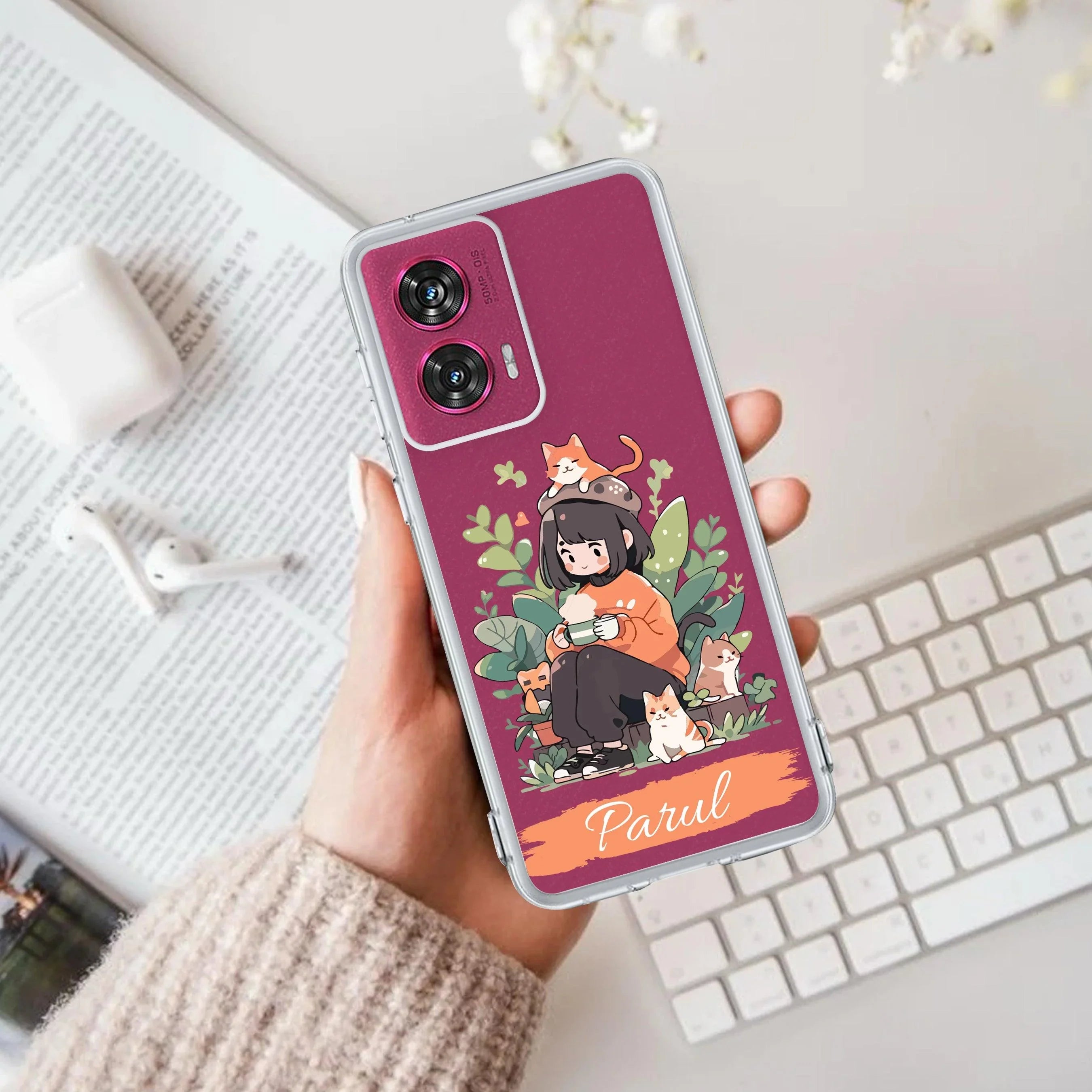 Cat Lover Customize Transparent Silicon Case For Motorola Edge 50 Neo