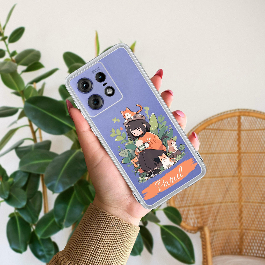 Cat Lover Customize Anti Yellow Case For Motorola Edge 50 Pro