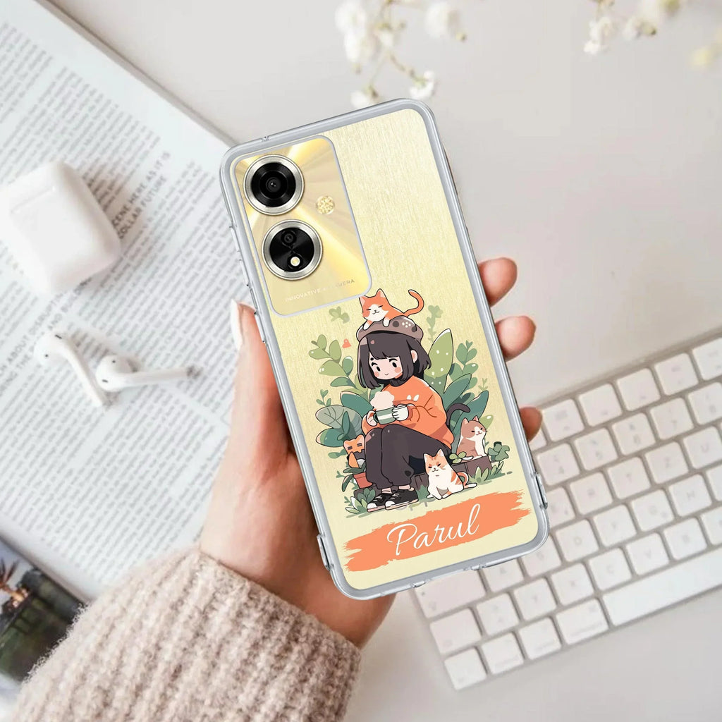 Cat Lover Customize Anti Yellow Case For Oppo A59 5G