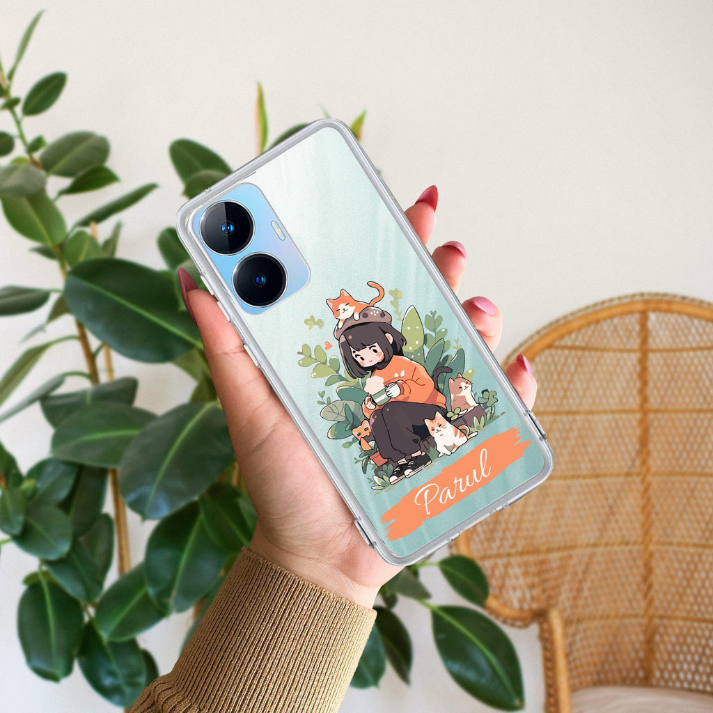 Cat Lover Customize Anti Yelllow Case For Realme C55
