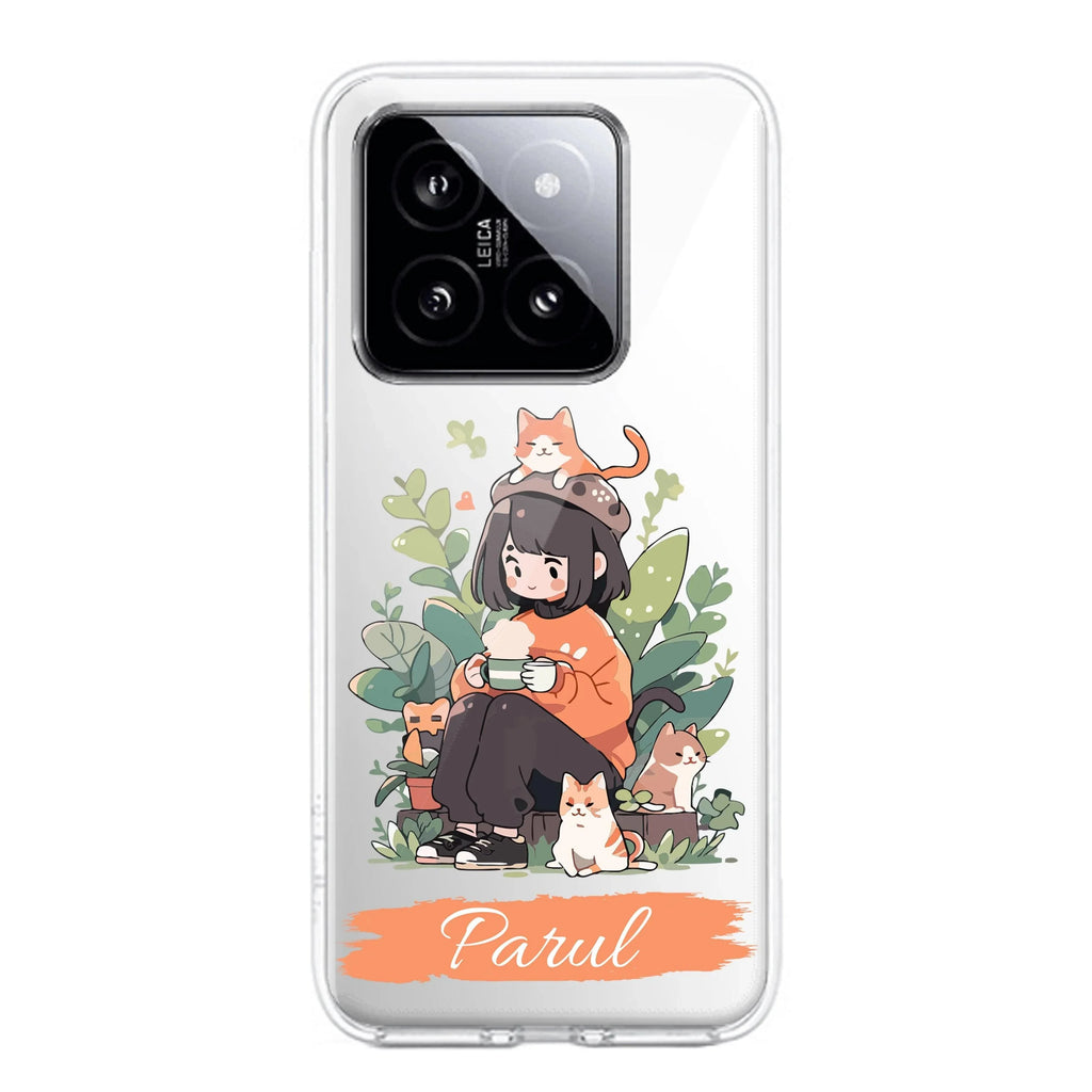 Cat Lover Customize Transparent Silicon Case For Xiaomi 14 5G