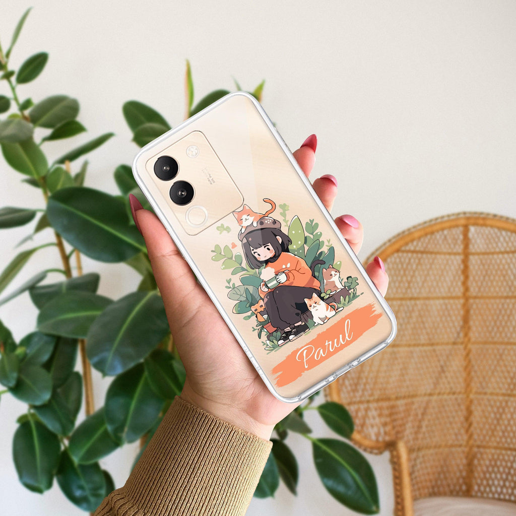 Cat Lover Customize Transparent Silicon Case For Vivo Y73