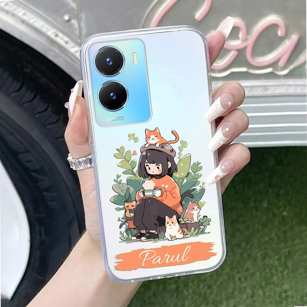 Cat Lover Customize Anti Yellow Case For Vivo Y16
