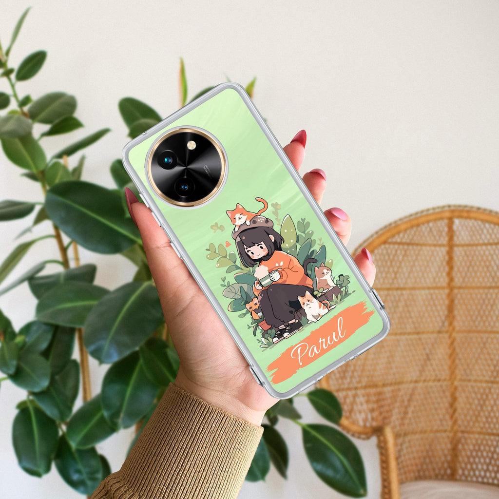 Cat Lover Customize Transparent Silicon Case For Vivo X90 Pro Plus 5G
