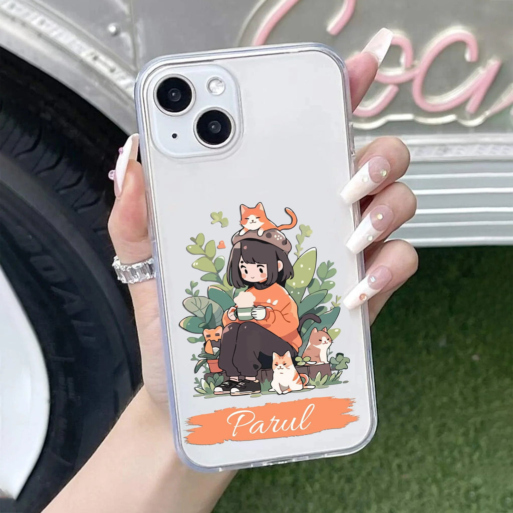 Cat Lover Customize Transparent Silicon Case For iPhone 14