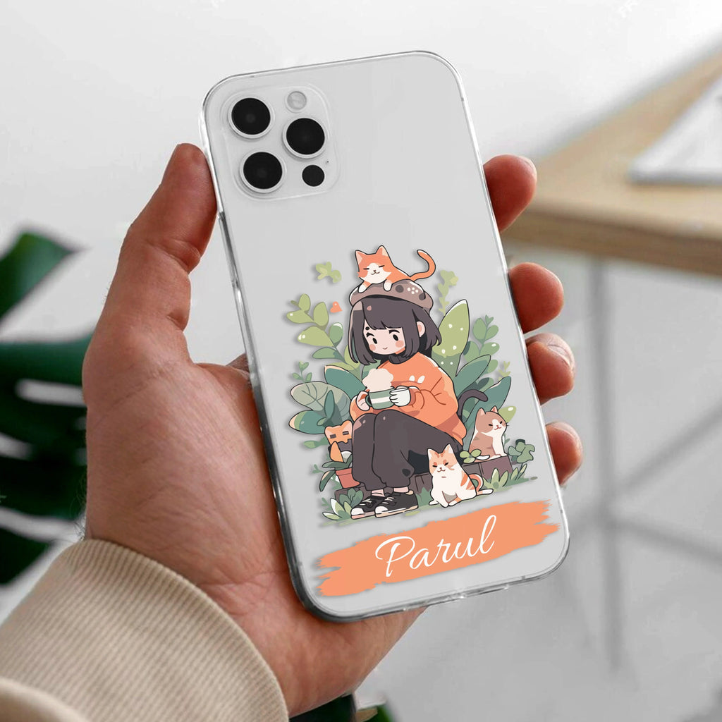 Cat Lover Customize Transparent Silicon Case For iPhone 14 Plus