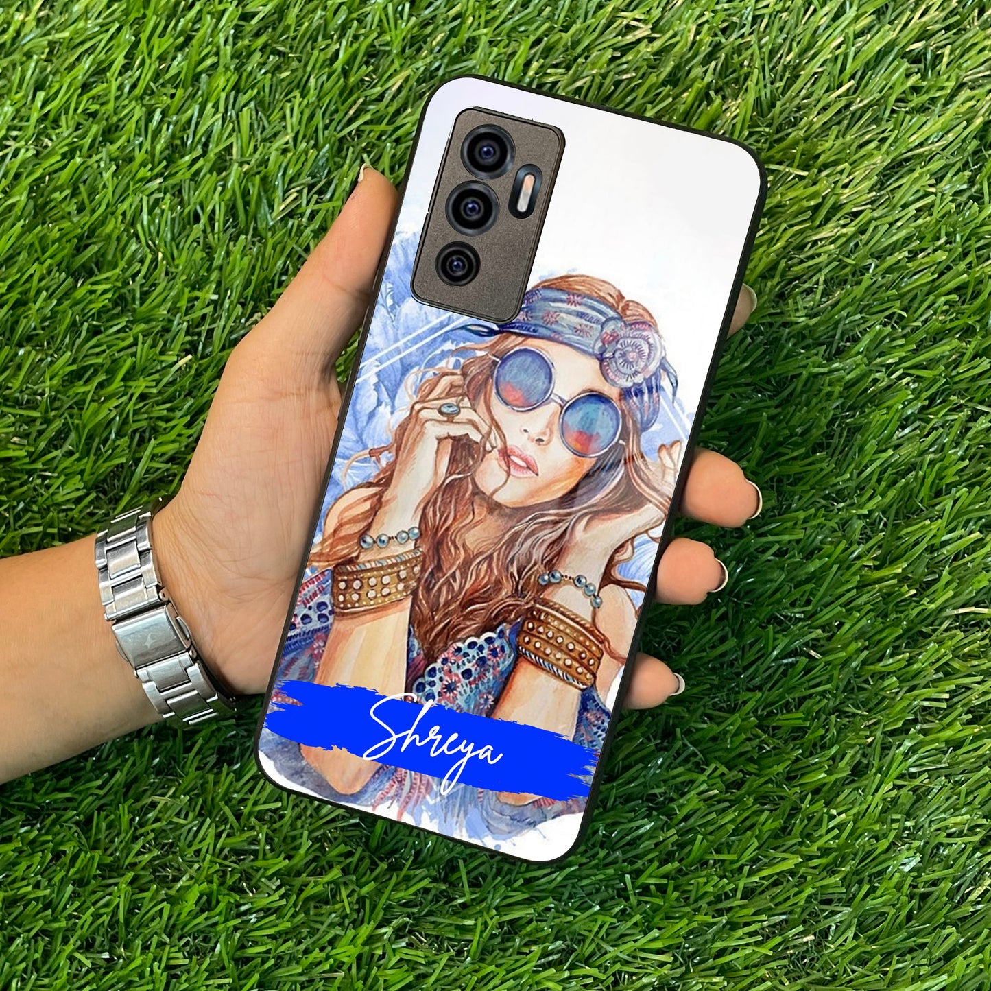 Bindass Babe Customize Glass Case Cover For Vivo