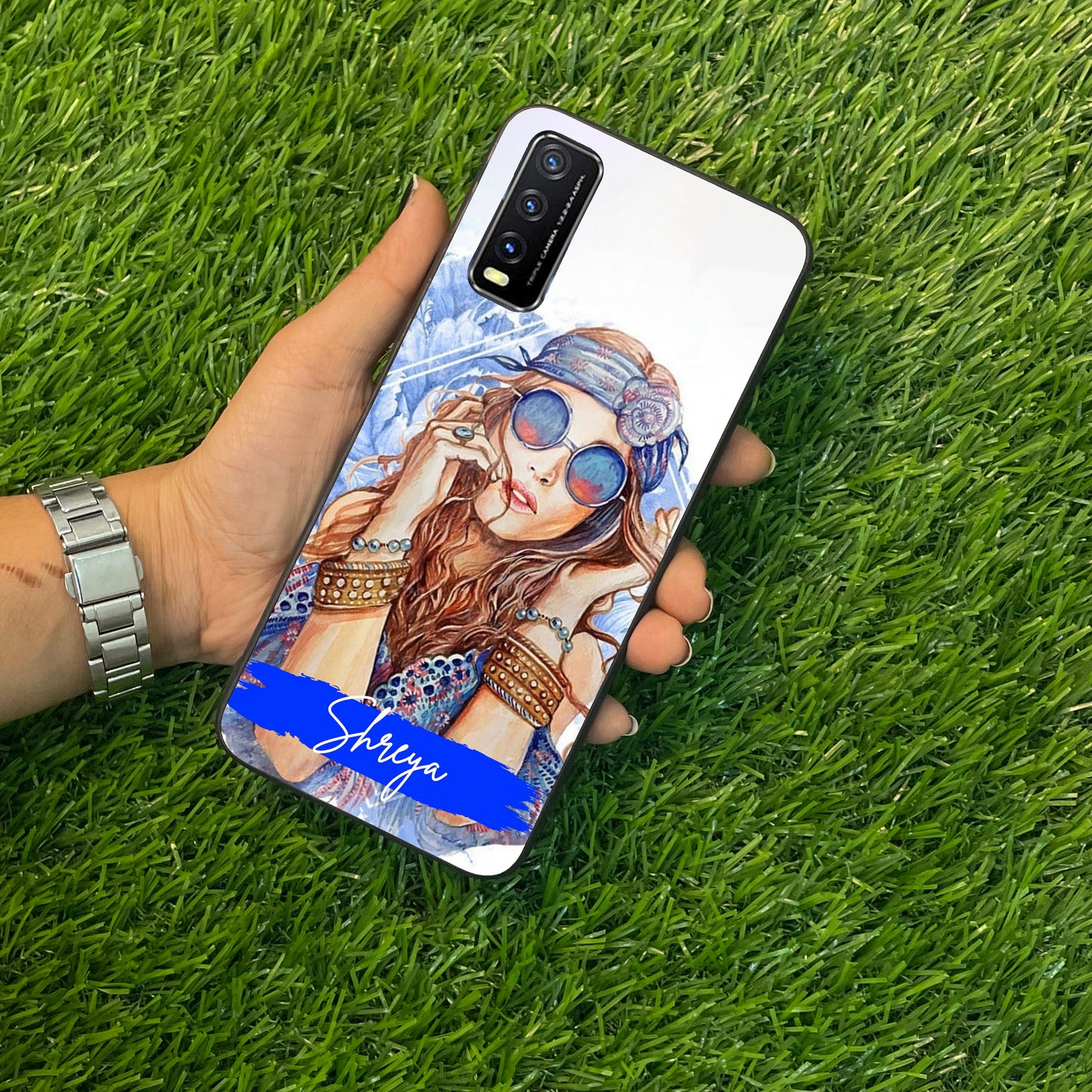 Bindass Babe Customize Glass Case Cover For Vivo