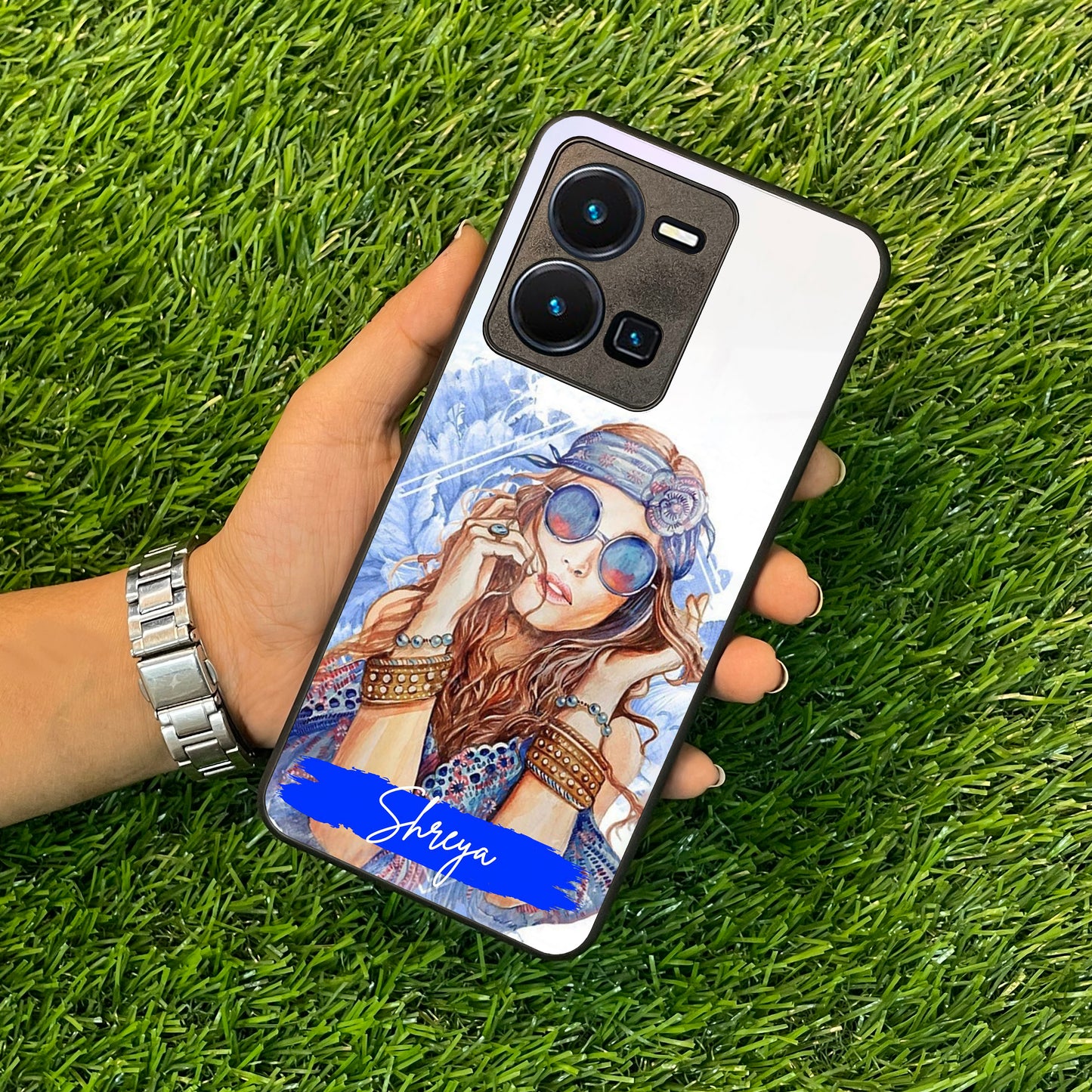 Bindass Babe Customize Glass Case Cover For Vivo