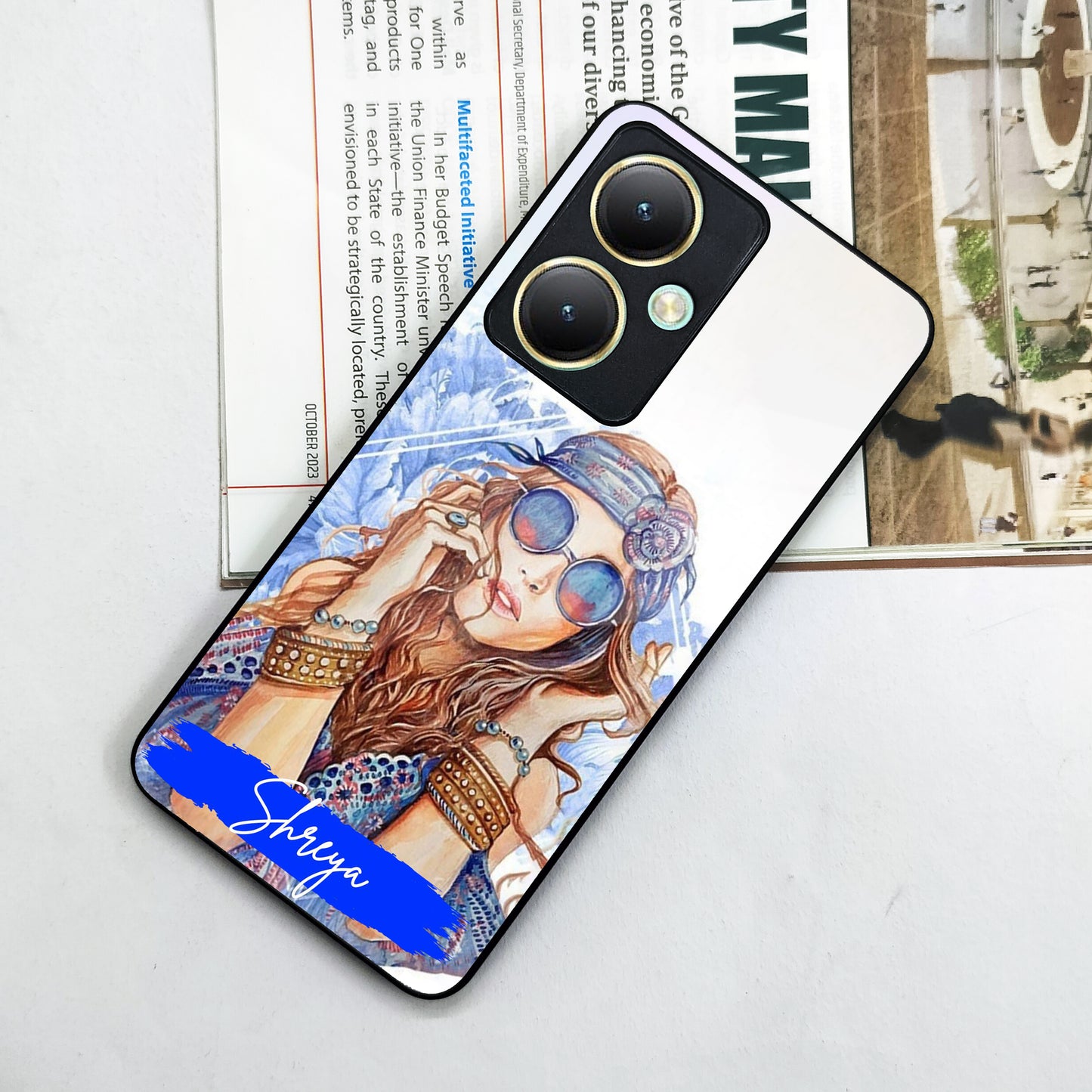 Bindass Babe Customize Glass Case Cover For Vivo