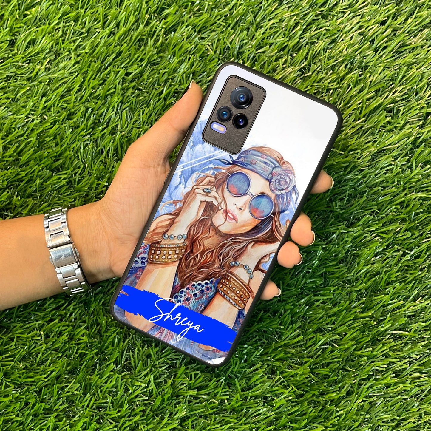 Bindass Babe Customize Glass Case Cover For Vivo