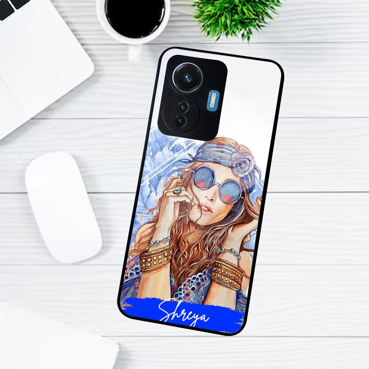 Bindass Babe Customize Glass Case Cover For Vivo