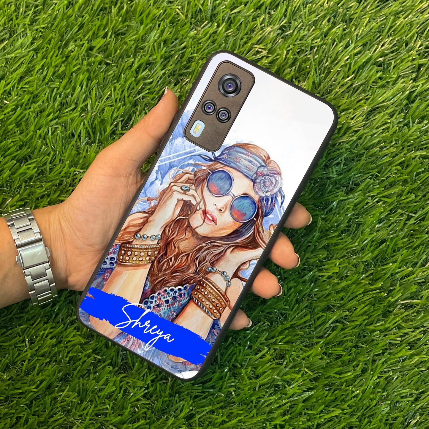 Bindass Babe Customize Glass Case Cover For Vivo