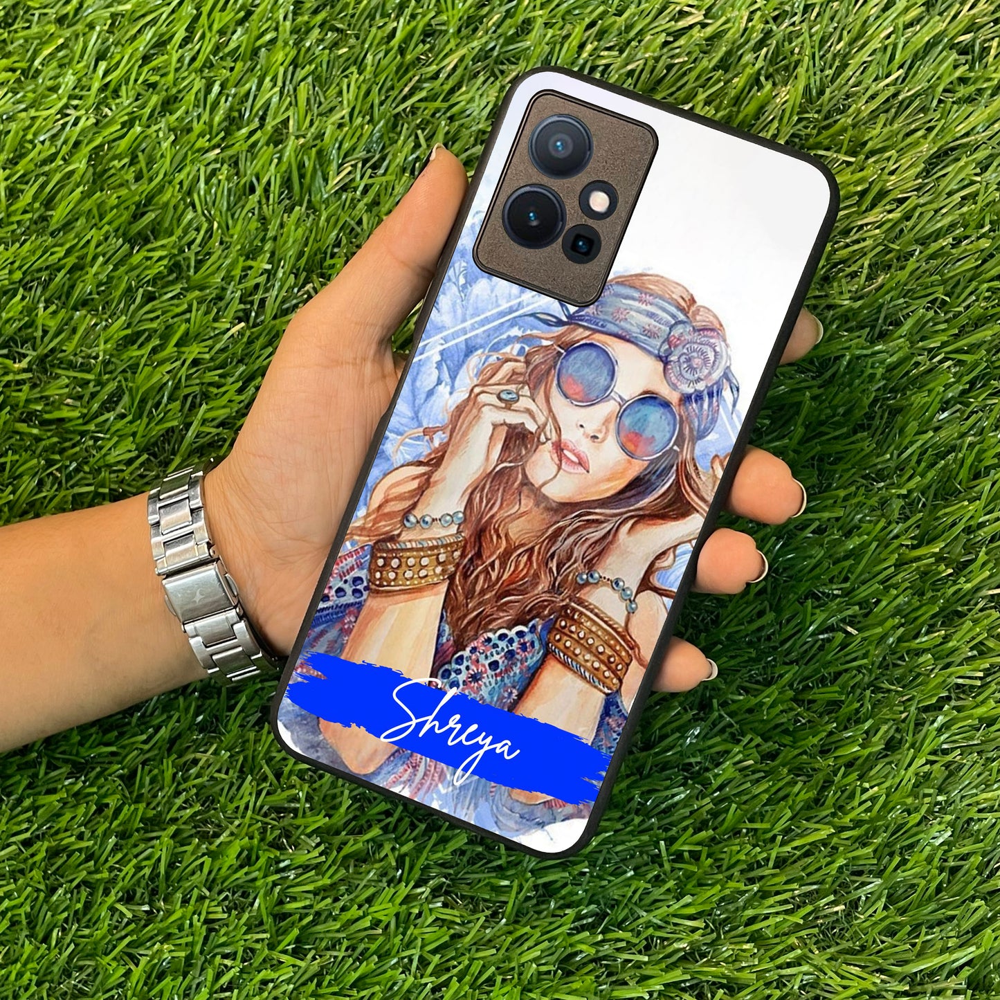 Bindass Babe Customize Glass Case Cover For Vivo