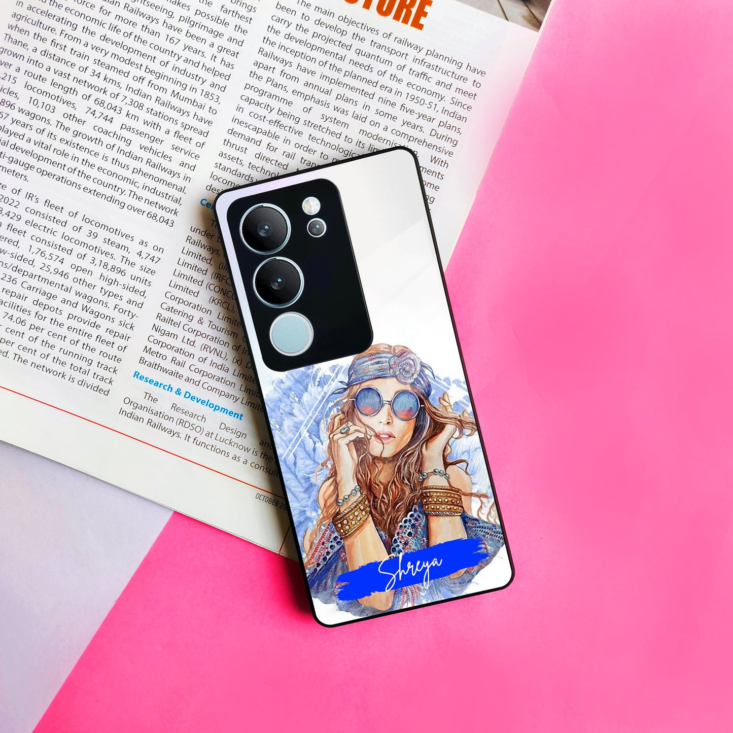 Bindass Babe Customize Glass Case Cover For Vivo