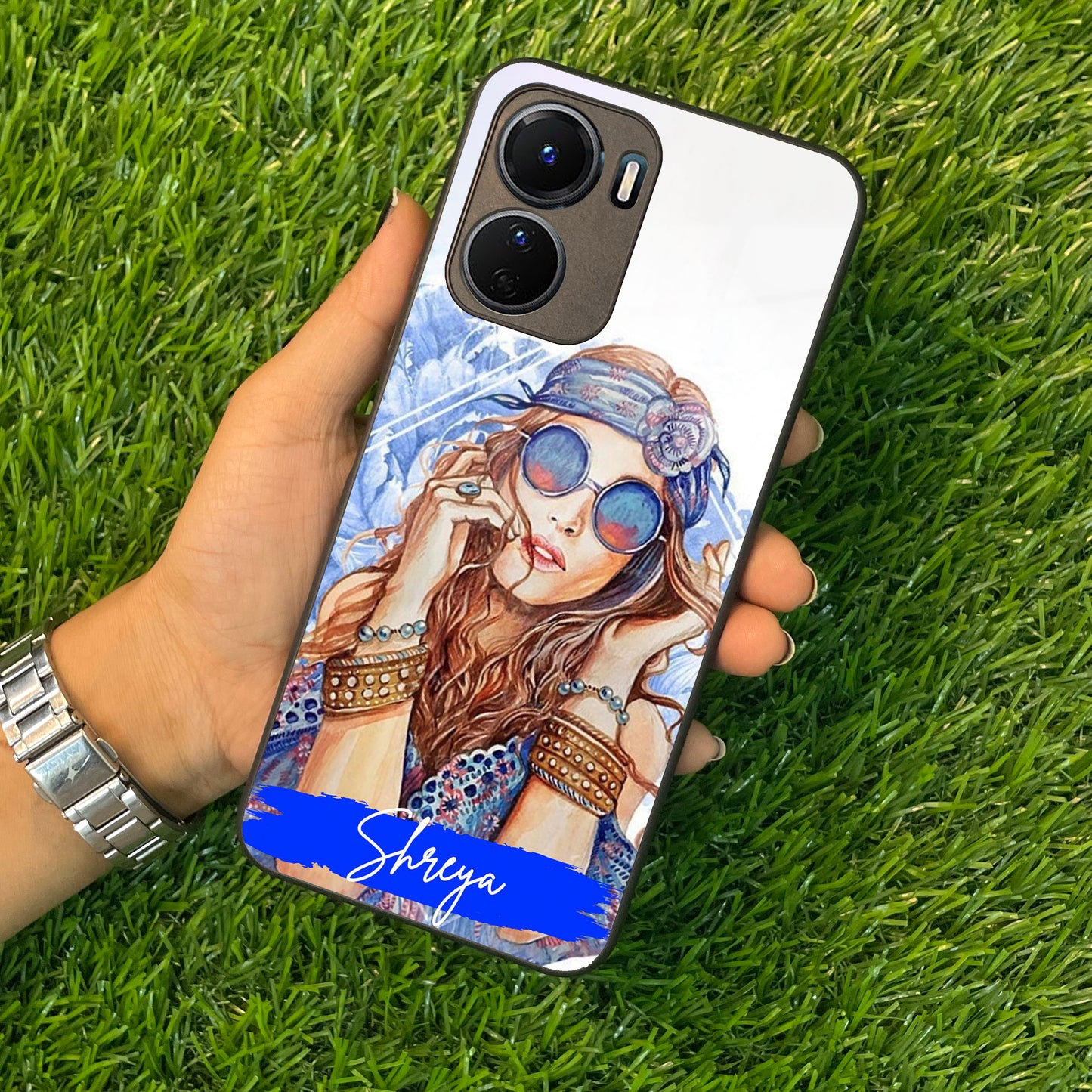 Bindass Babe Customize Glass Case Cover For Vivo