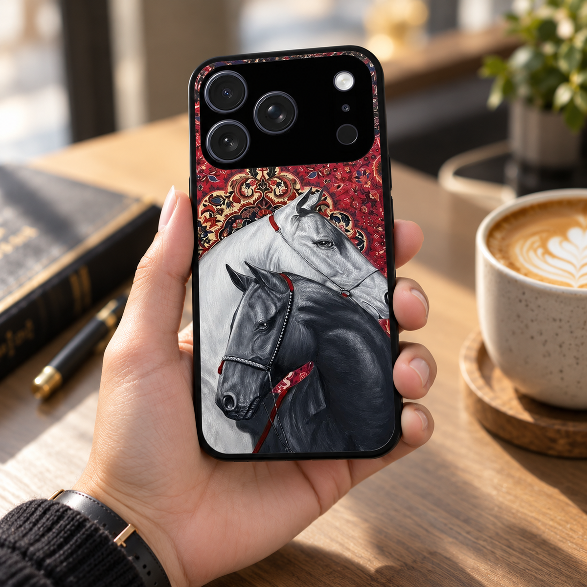 Regal Stallion Tapestry Glass Case