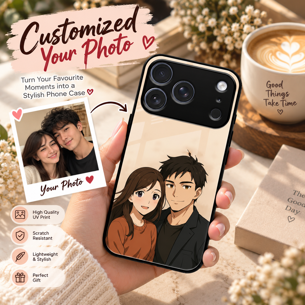 Custom Personalised Art Photo Glass Case