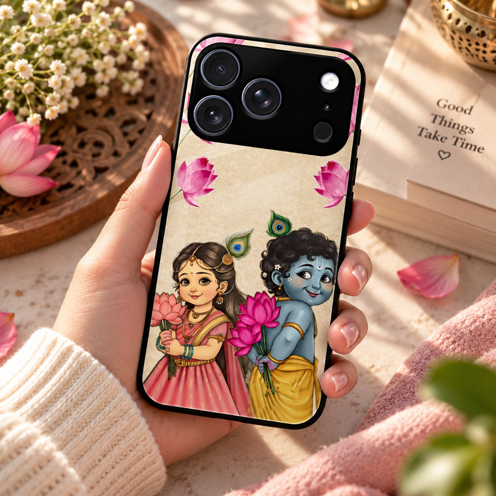 Krishna Eternal Lotus Glass Case