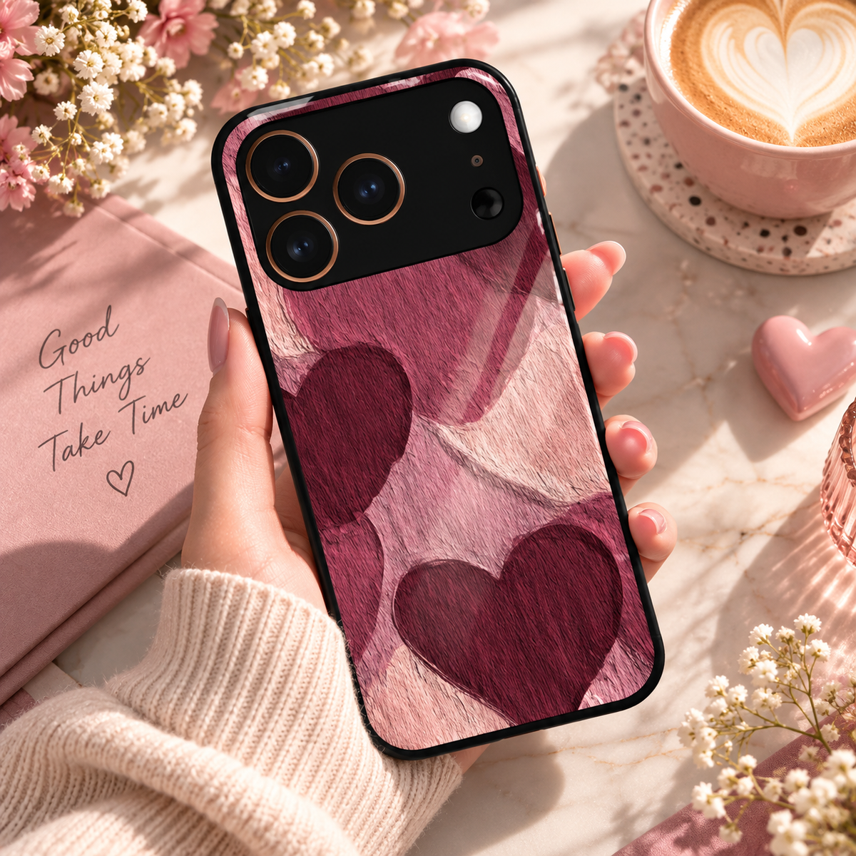 Velvet Hearts Glass Case Cover