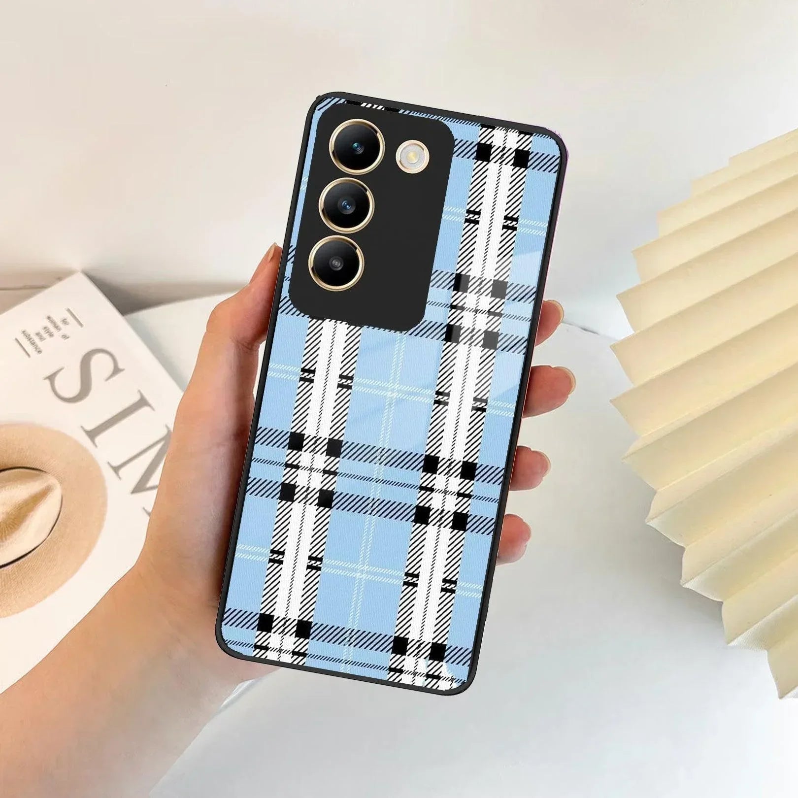 Check Glass Phone Case And Cover For Vivo - ShopOnCliQ