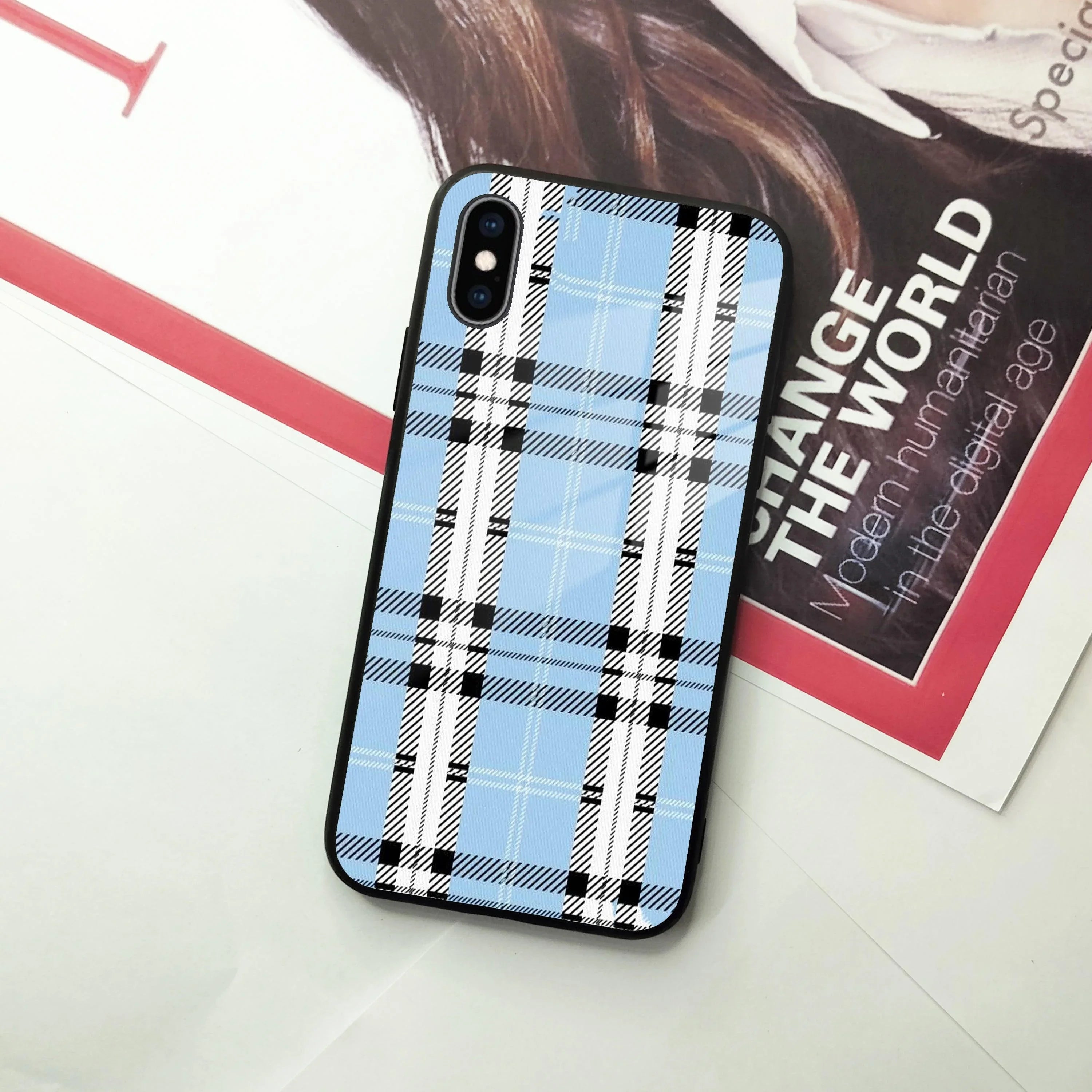 Check Glass Phone Case Cover For iPhone - ShopOnCliQ