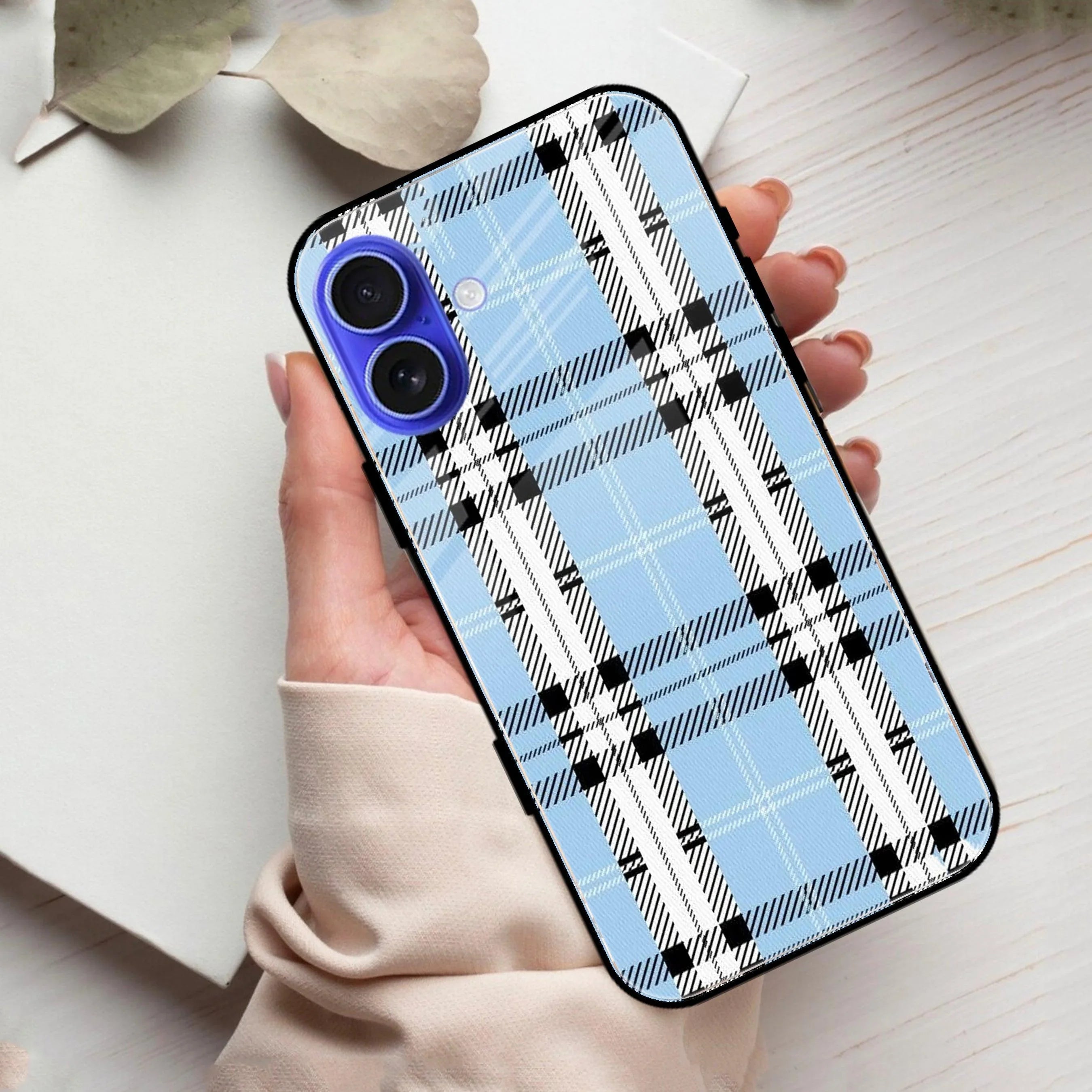 Check Glass Phone Case Cover For iPhone - ShopOnCliQ