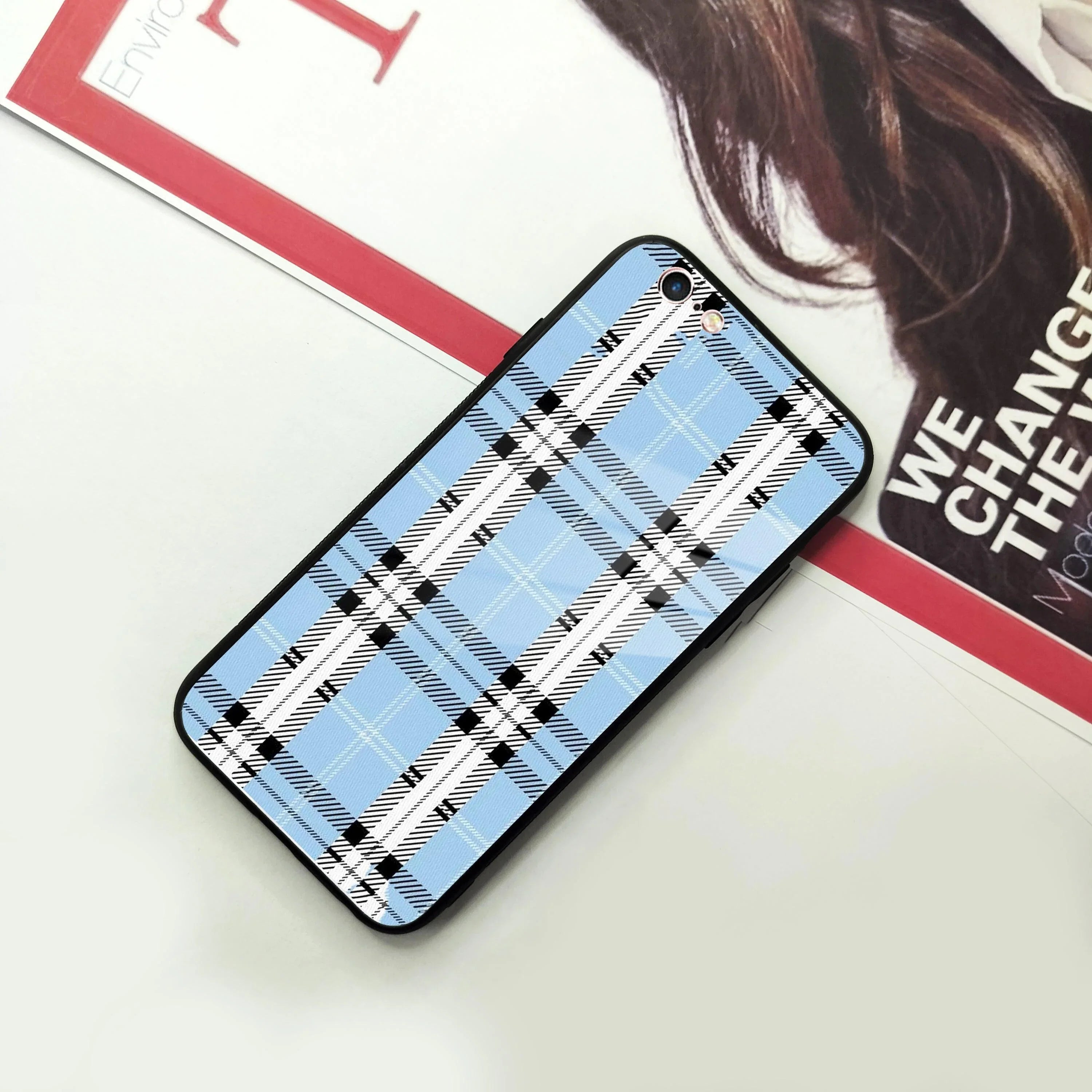 Check Glass Phone Case Cover For iPhone - ShopOnCliQ