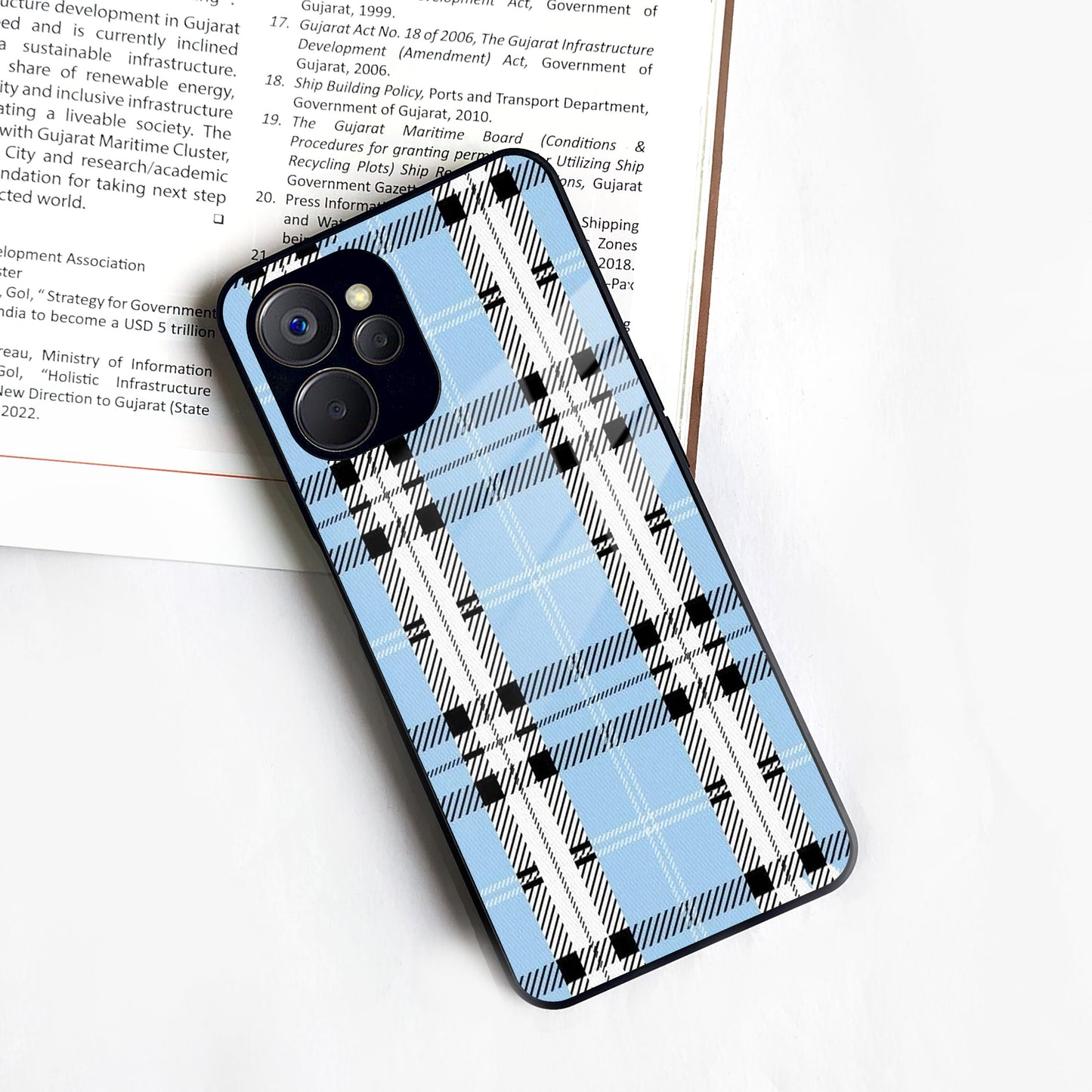 Check Glass Phone Case And Cover For Realme/Narzo
