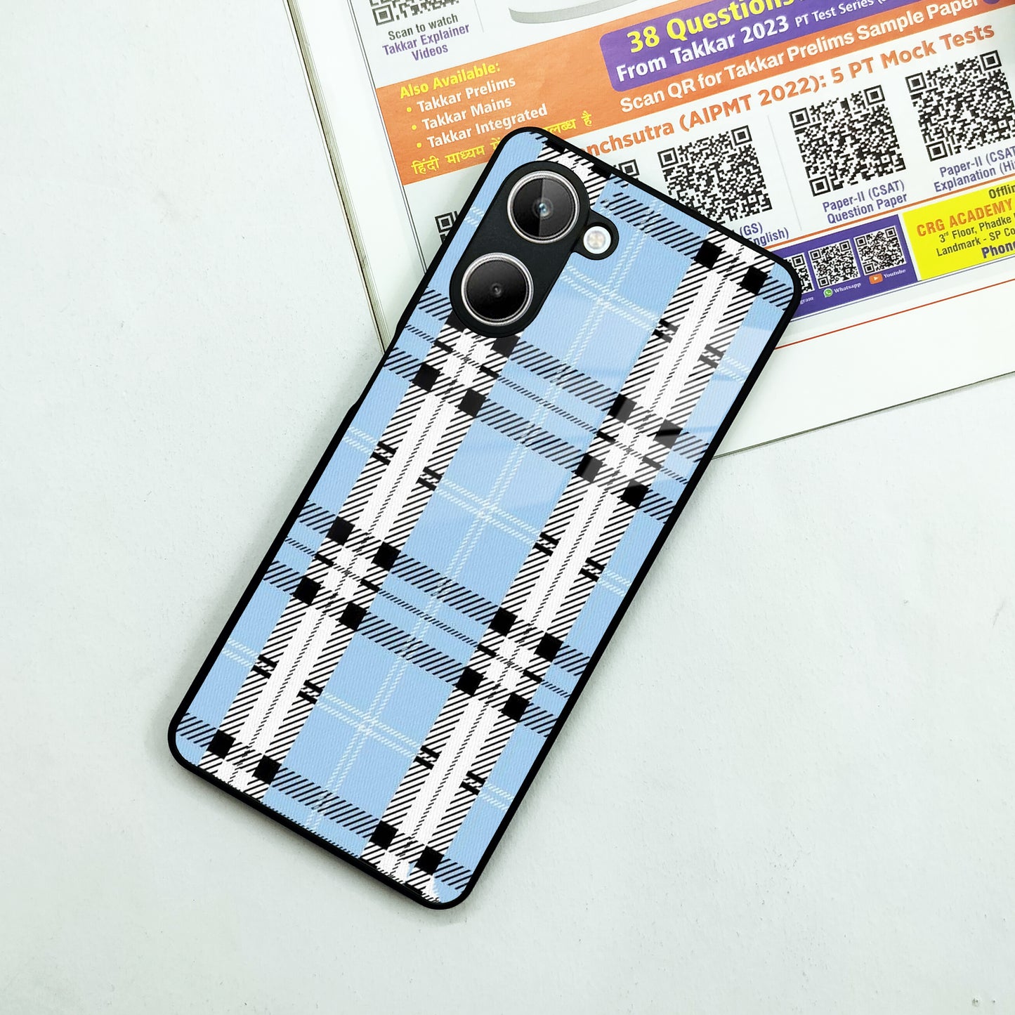 Check Glass Phone Case And Cover For Realme/Narzo
