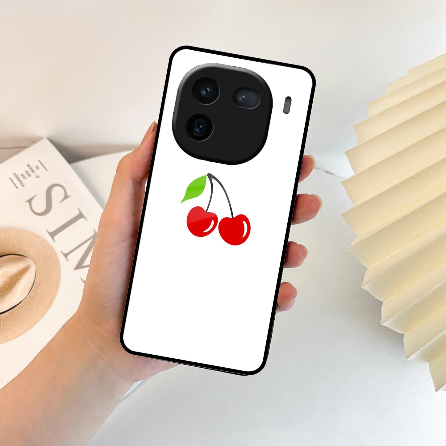 Cherry Glass Case Cover For iQOO