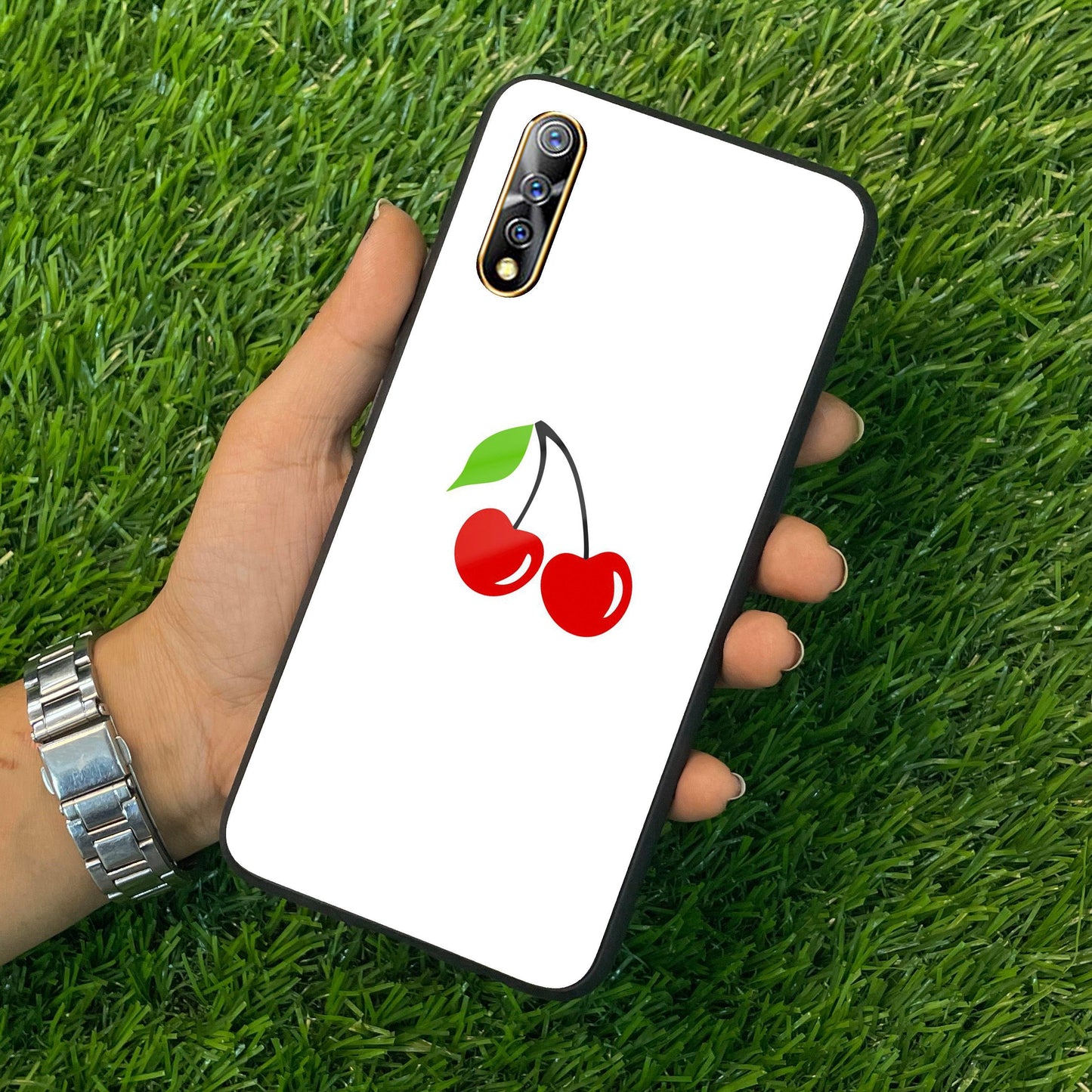 Cherry Glass Case Cover For Vivo - ShopOnCliQ