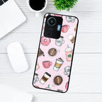 Cute Coffee Snacks Glass Case Cover For iQOO - ShopOnCliQ