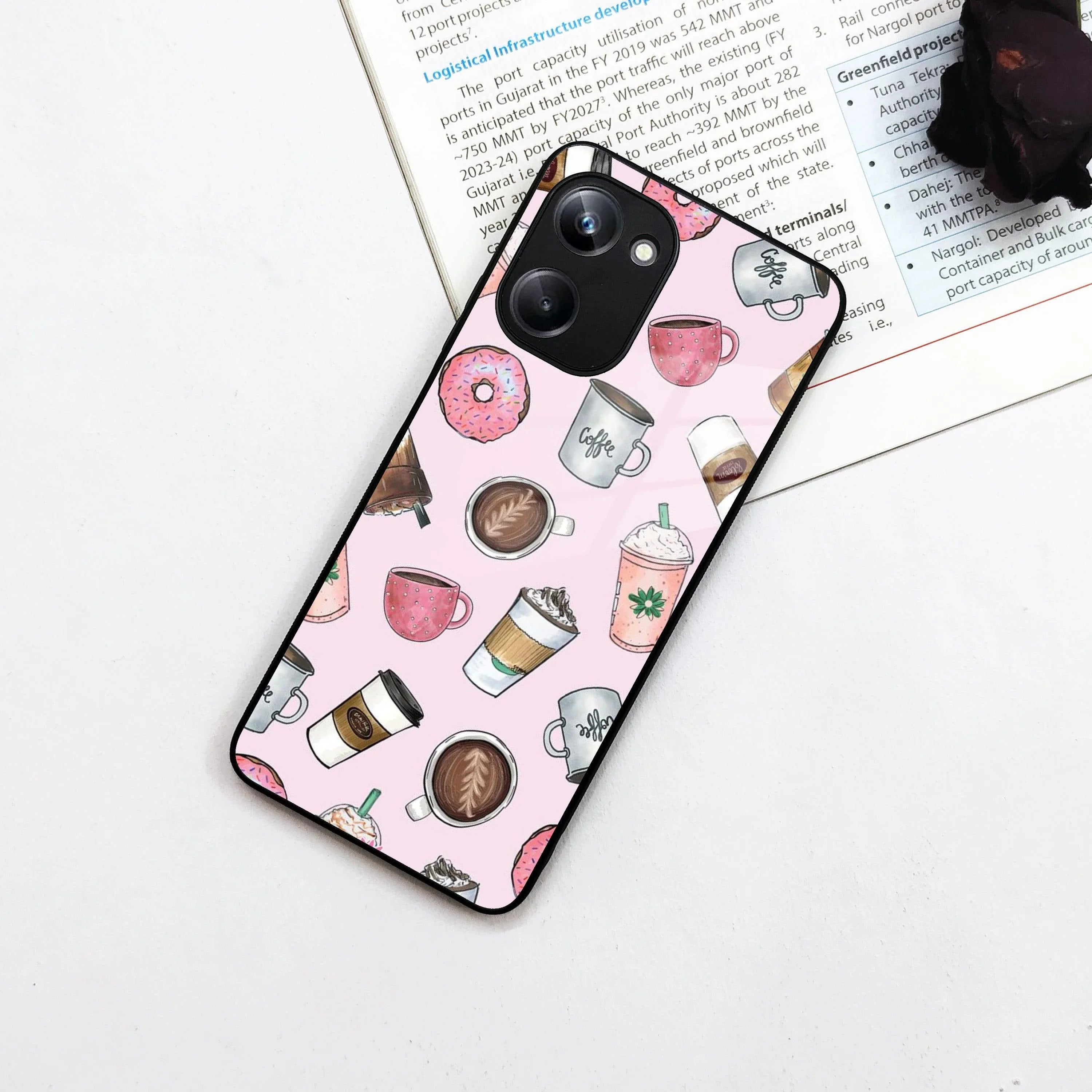 Cute Coffee Snacks Glass Case Cover For Realme/Narzo - ShopOnCliQ