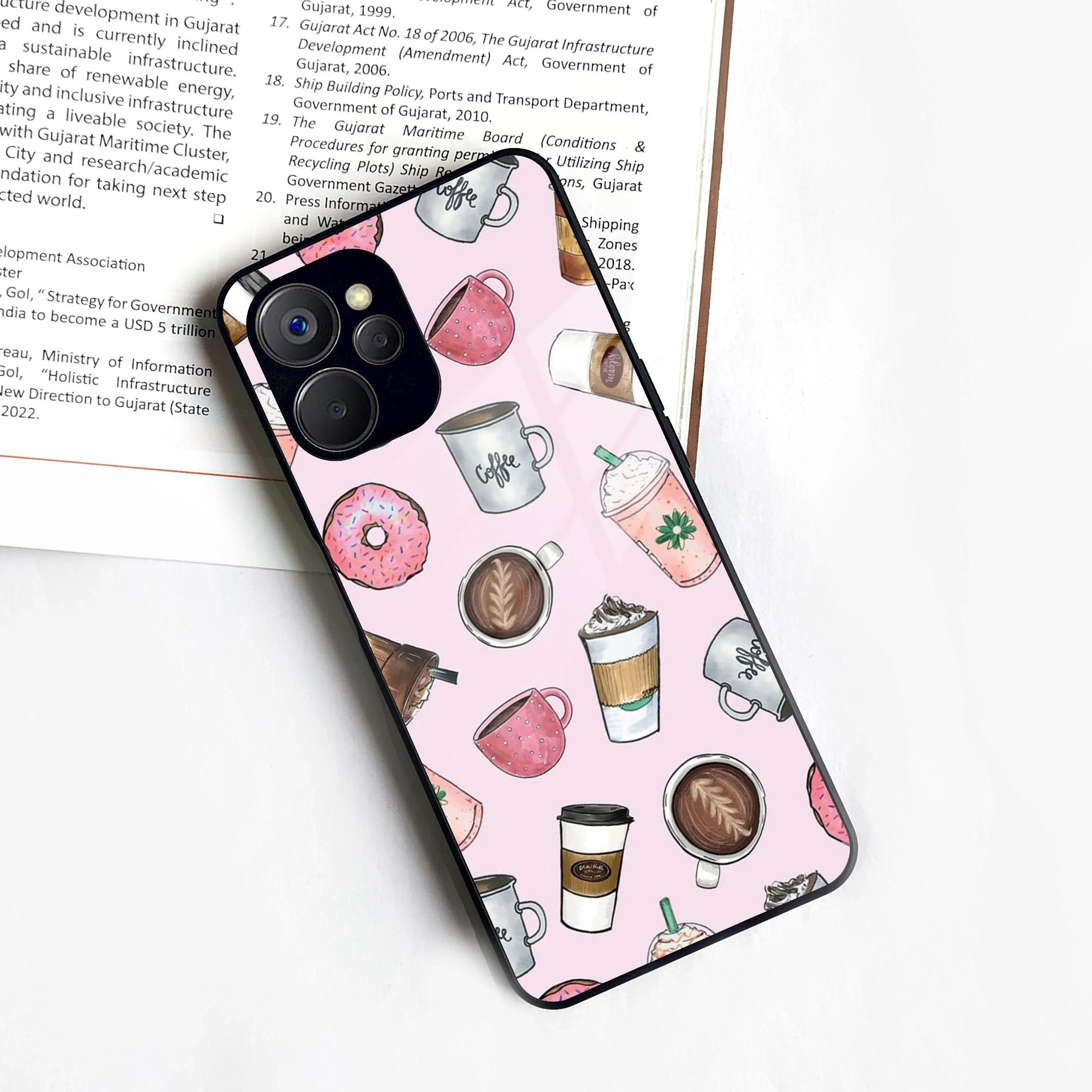 Cute Coffee Snacks Glass Case Cover For Realme/Narzo - ShopOnCliQ