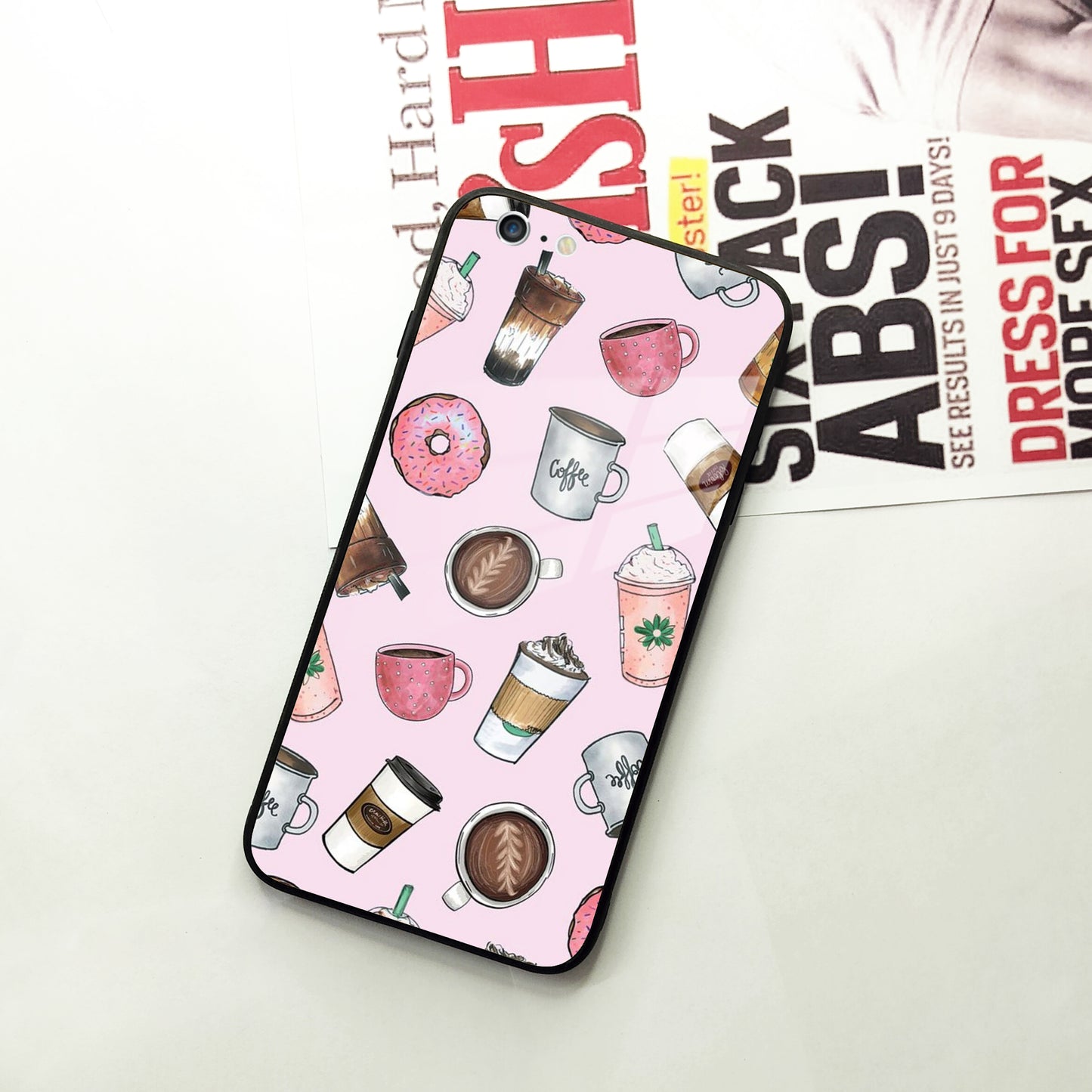 Cute Coffee Snacks Glass Case Cover For iPhone