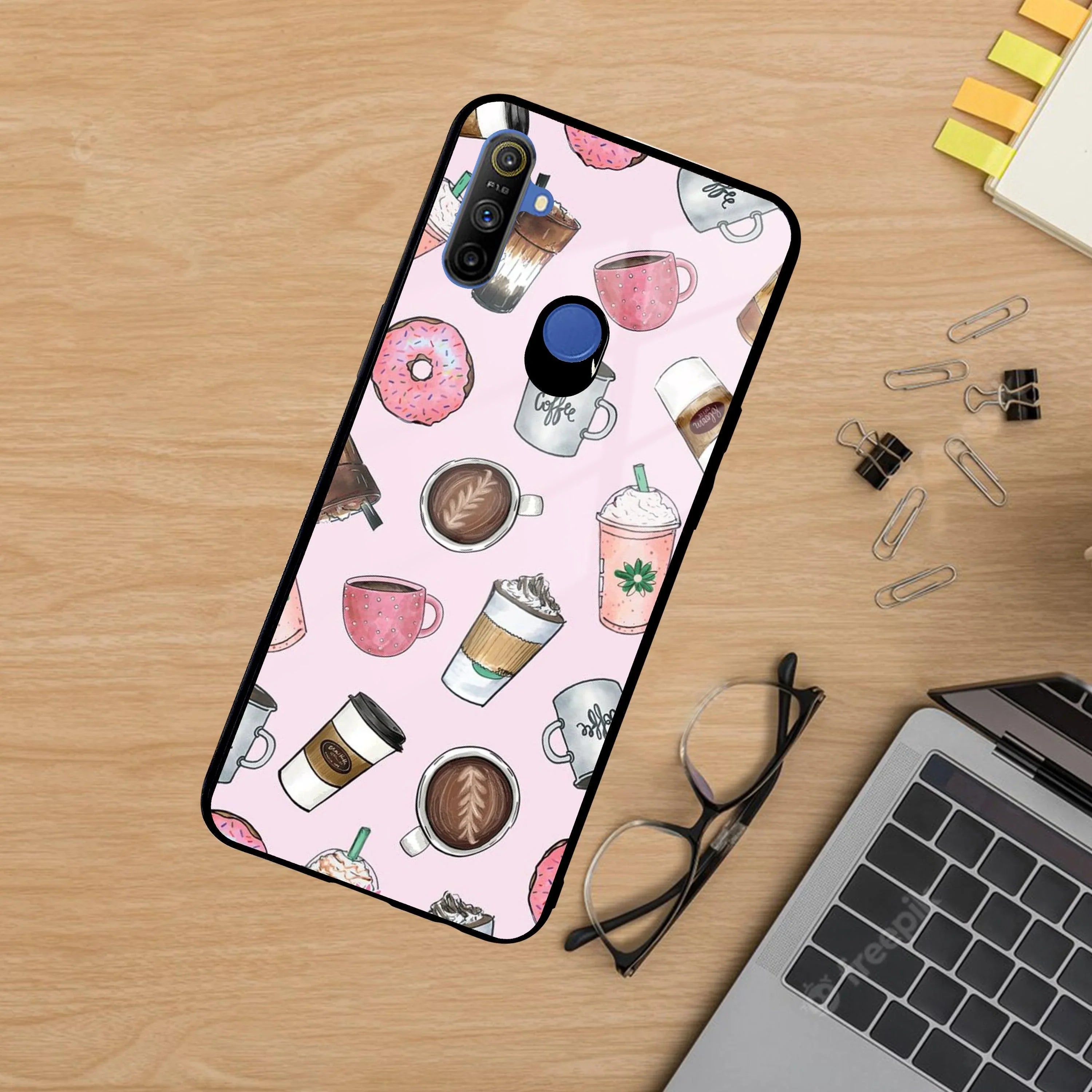 Cute Coffee Snacks Glass Case Cover For Realme/Narzo - ShopOnCliQ