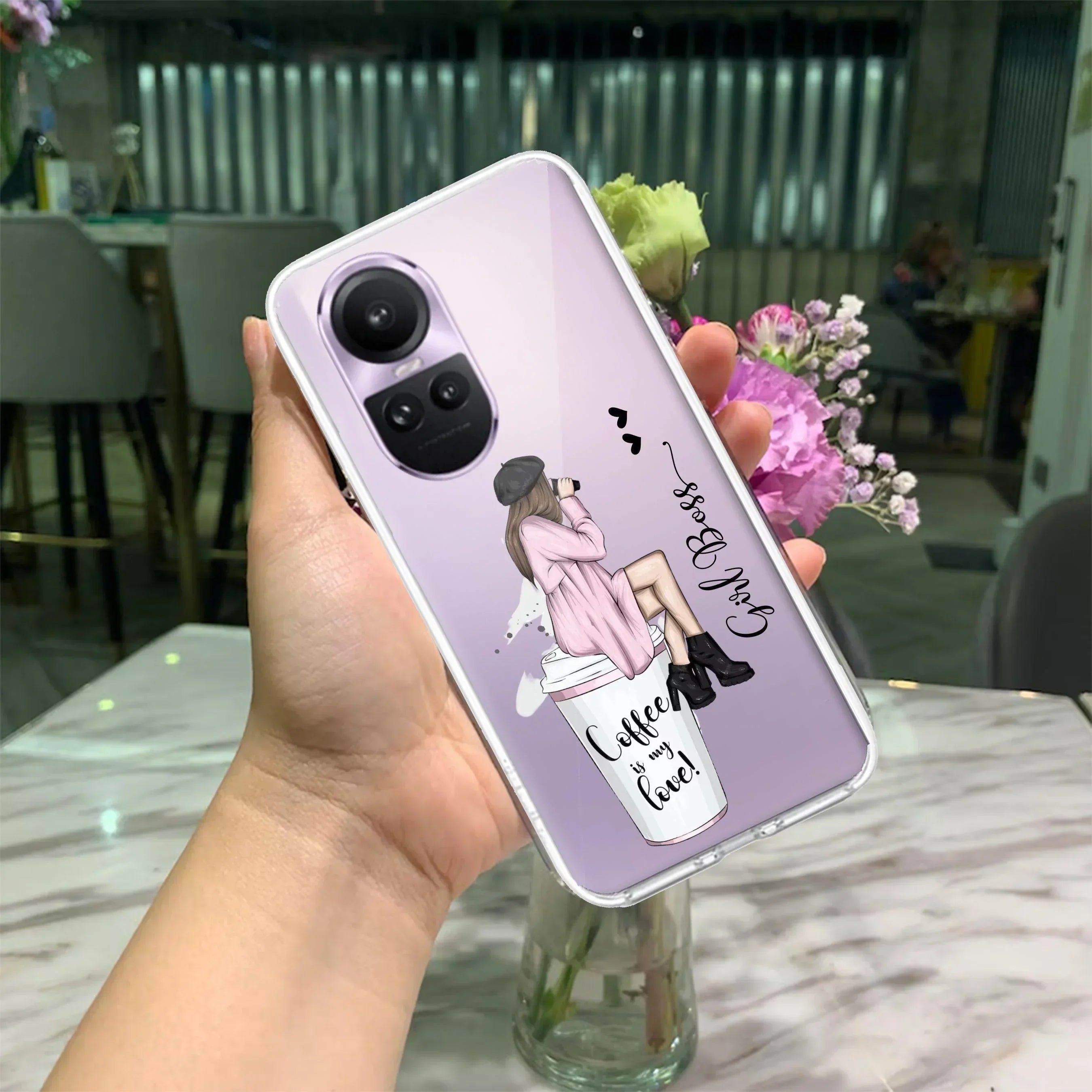Coffee Lover Customize Transparent Silicon Case For Oppo Reno 8T 5G
