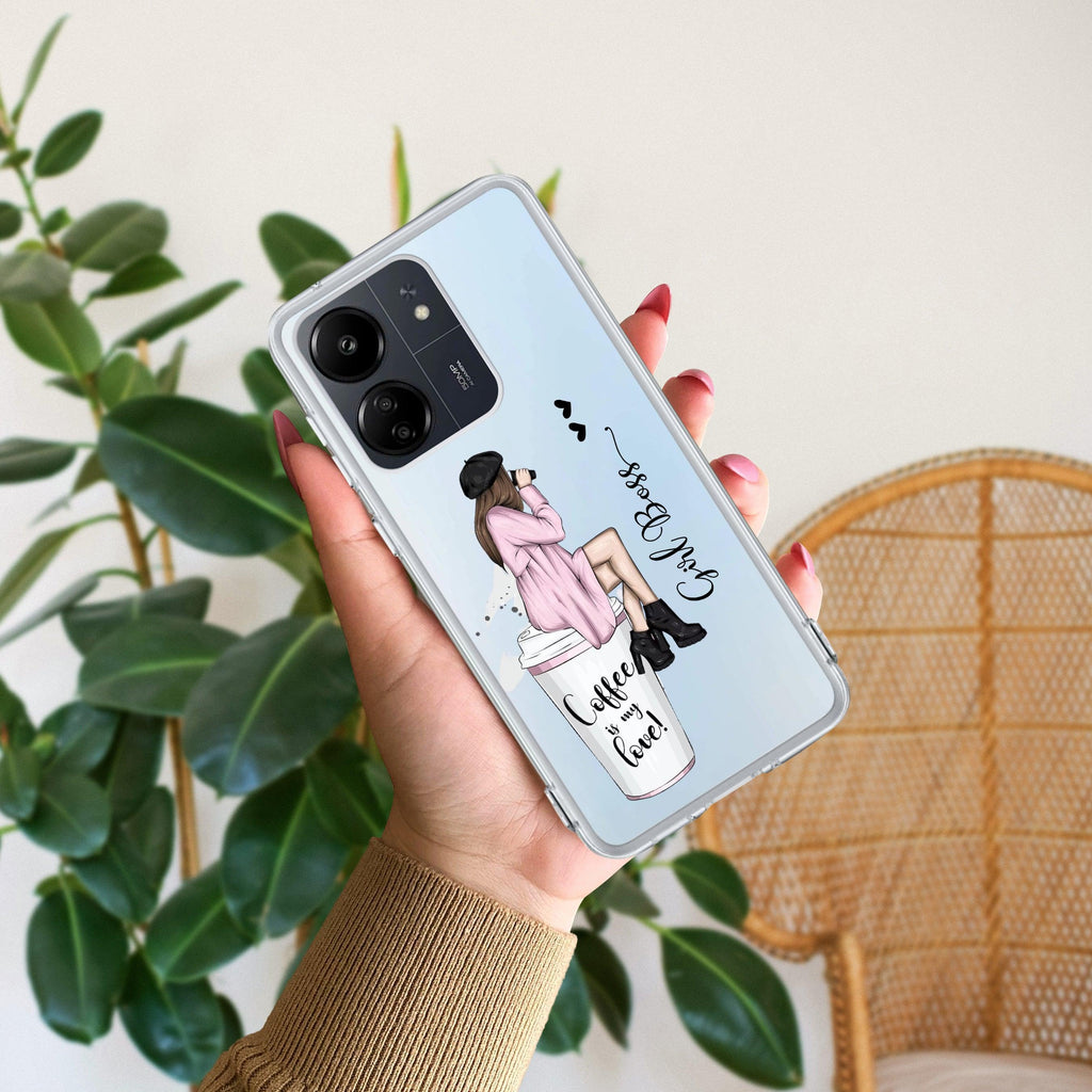 Coffee Lover Customize Transparent Silicon Case For Redmi 13C 4G