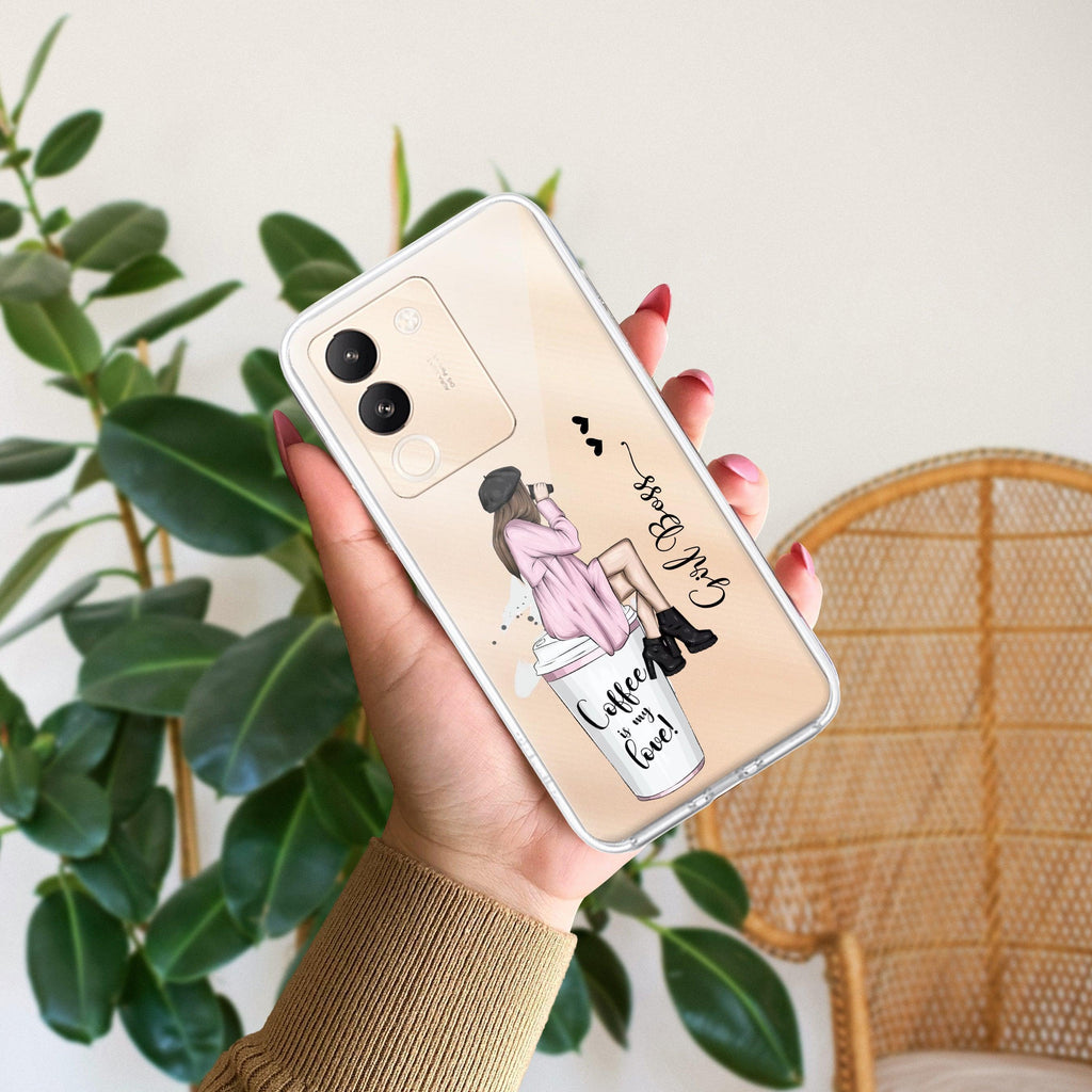 Coffee Lover Customize Transparent Silicon Case For Vivo Y35