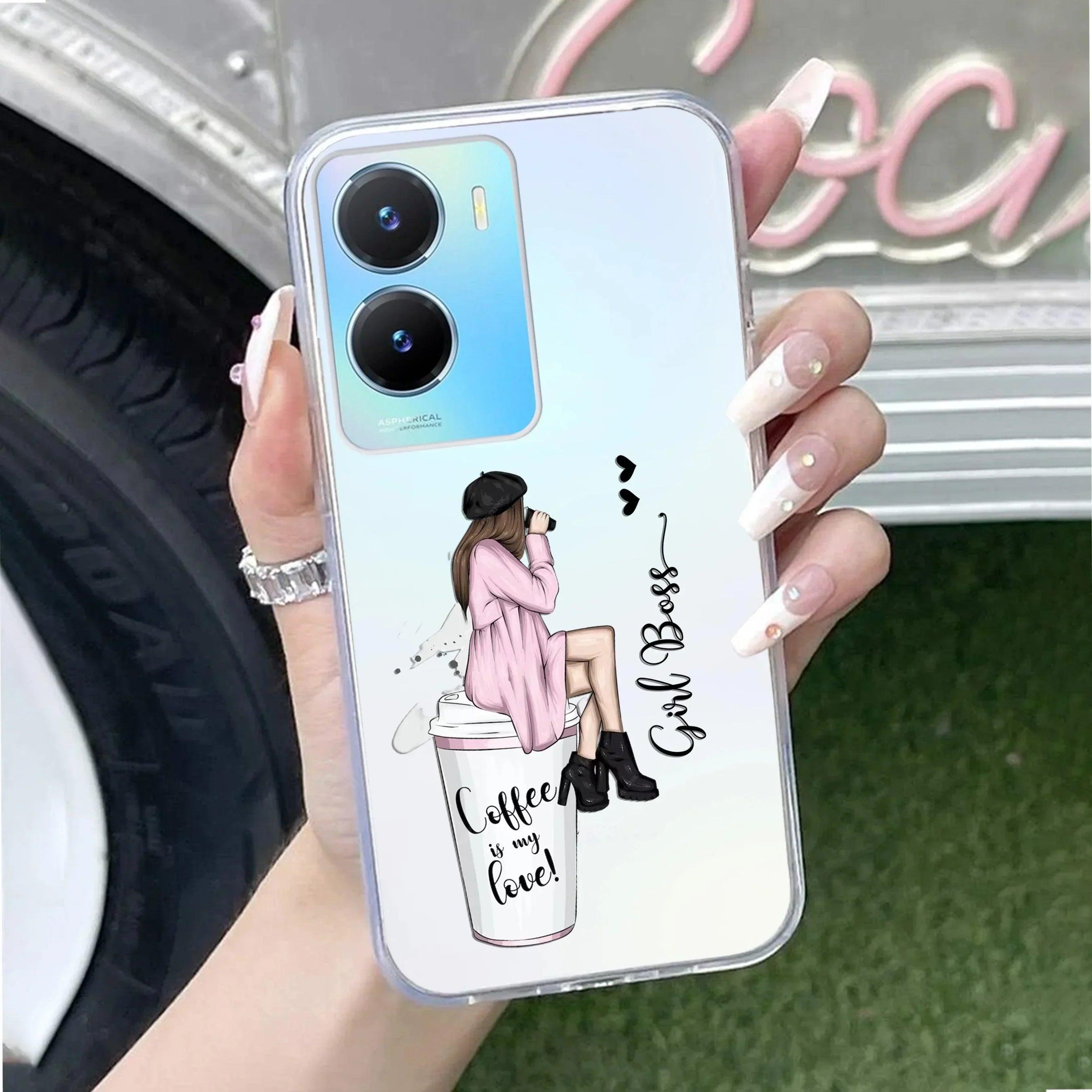 Coffee Lover Customize Transparent Silicon Case For Vivo Y16