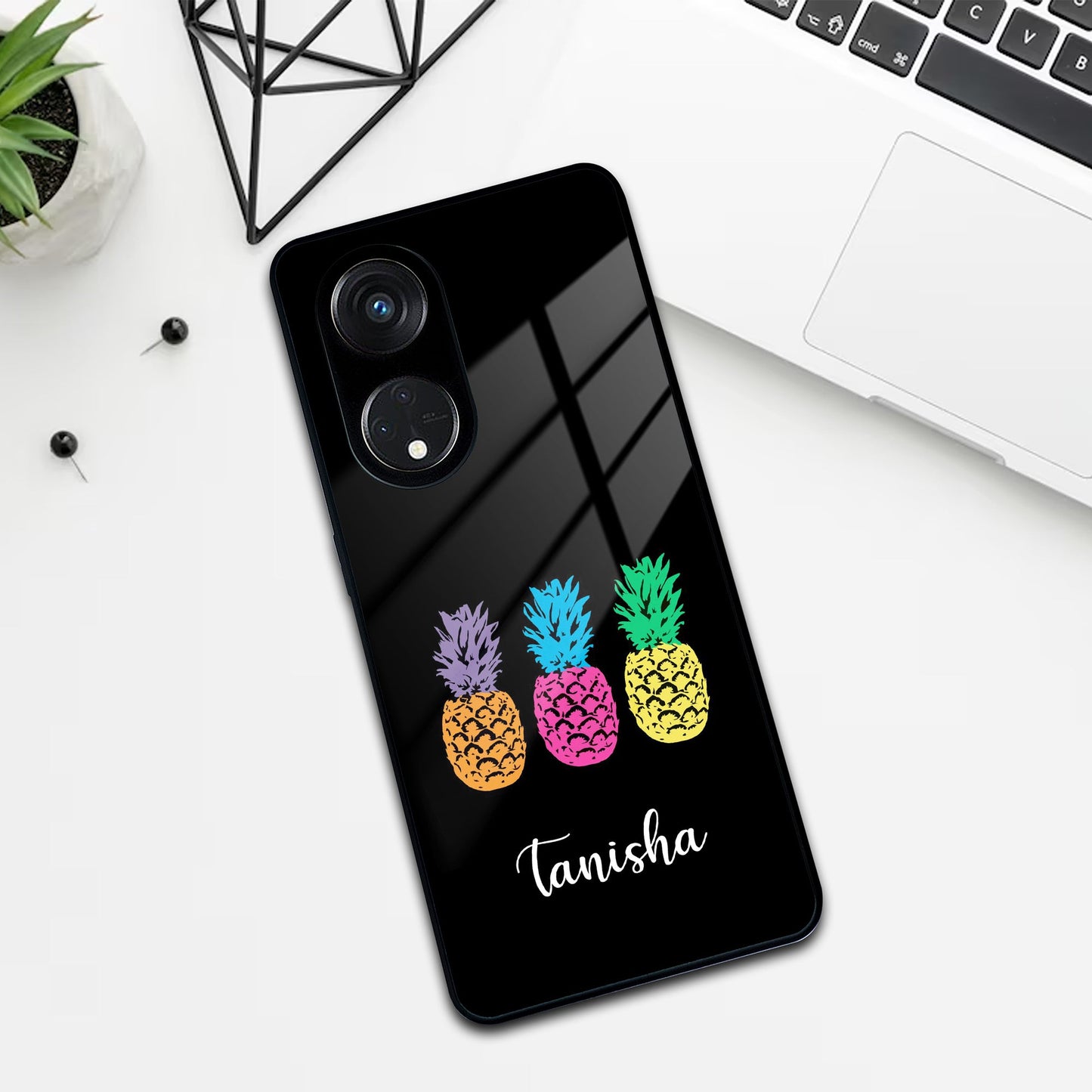 Colorful Pineapple Glass Case Cover For Oppo ShopOnCliQ