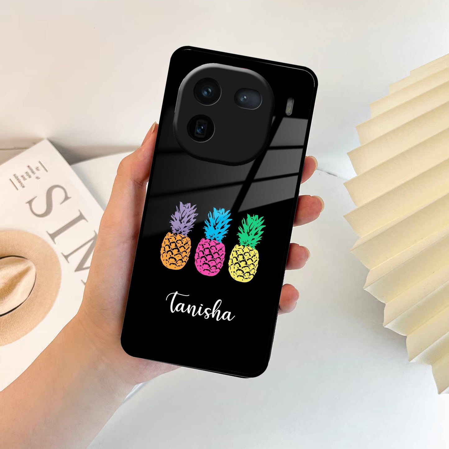 Colorful Pineapple Glass Case Cover For iQOO