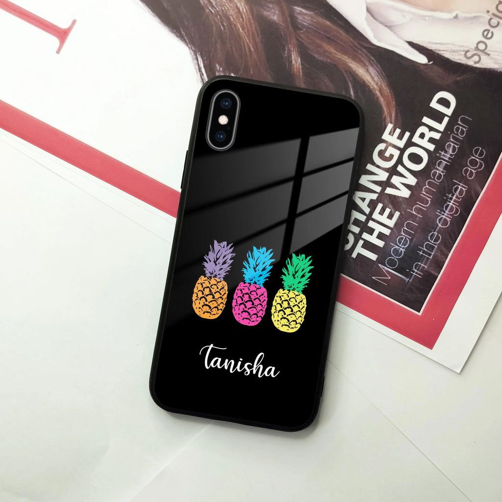 Colorful Pineapple Glass Case Cover For iPhone - ShopOnCliQ
