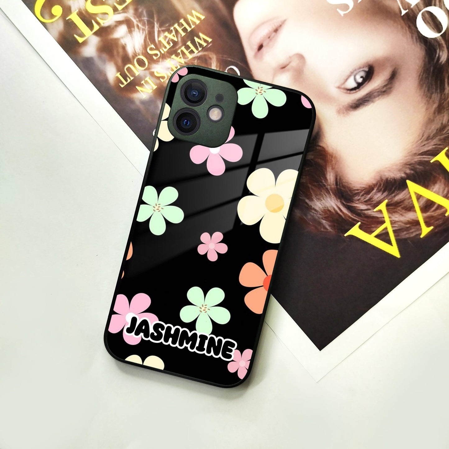 Colorfull  Daisy Floral Glass Case Cover For iPhone