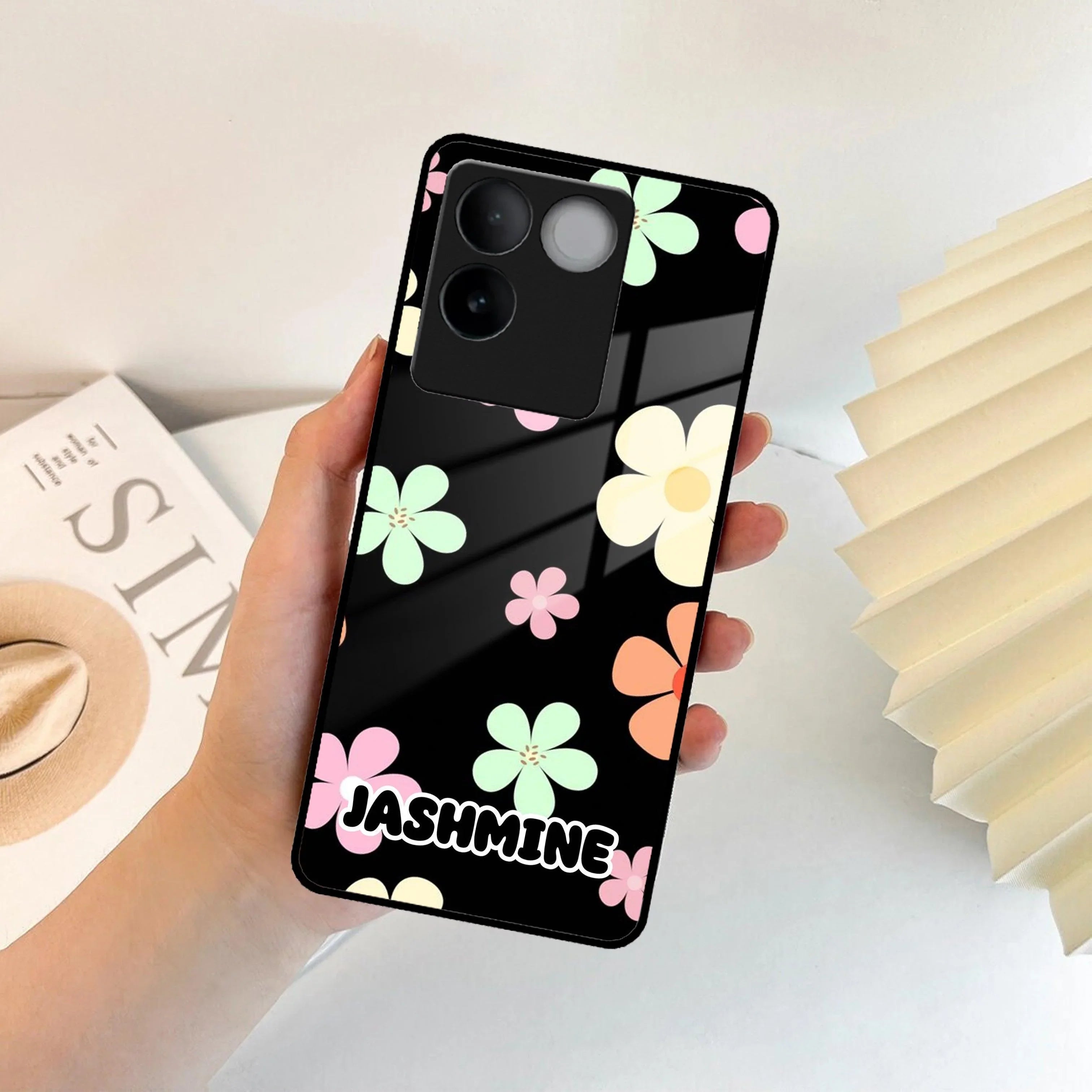 Colorfull Daisy Floral Glass Case Cover For iQOO - ShopOnCliQ