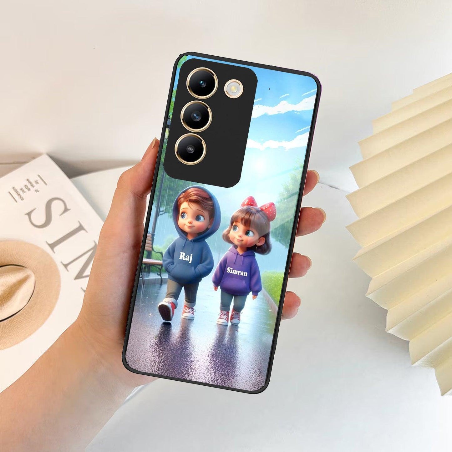 Couple Glass Case Cover For iQOO