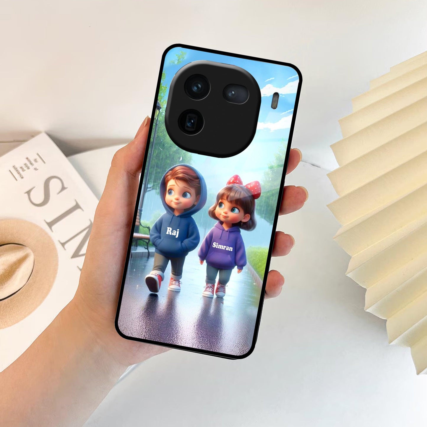 Couple Glass Case Cover For iQOO