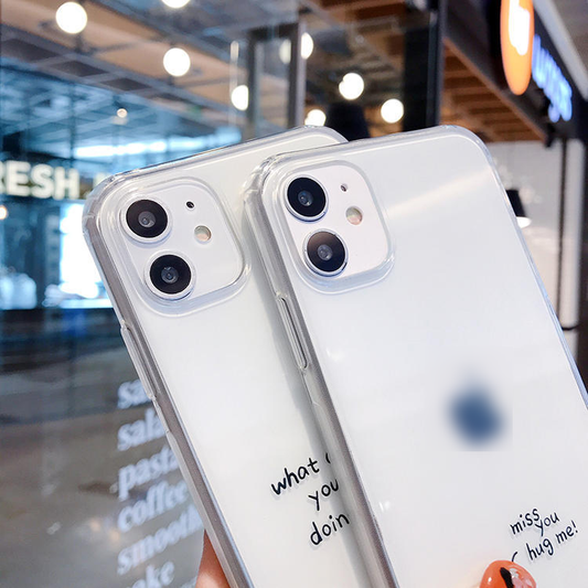 Couple Hug Me Dragon Clear Silicon Case Cover For iPhone